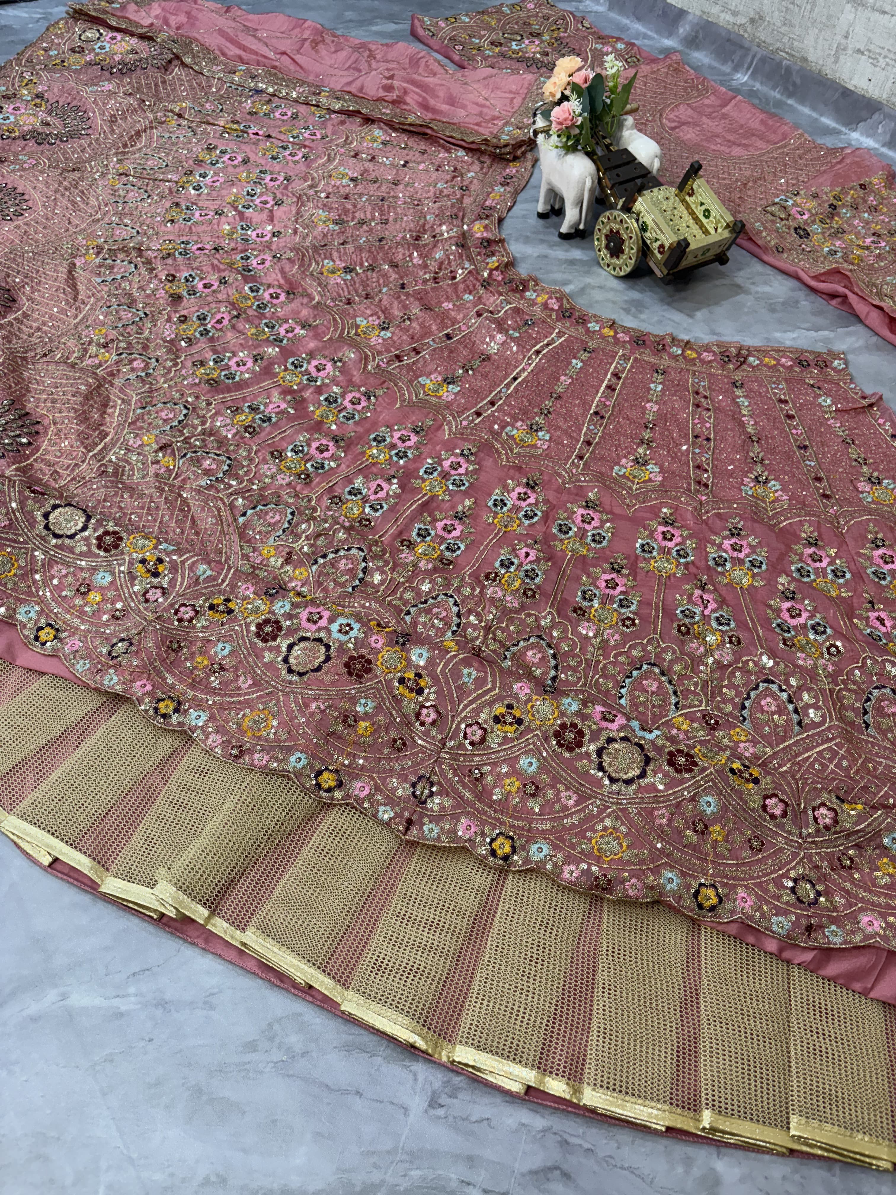 Dusty Rose Pink Bridal Lehenga Choli Set – Heavy Embroidered Wedding Lehenga with Dupatta, Designer Indian Bridal Outfit, Reception & Engagement Wear