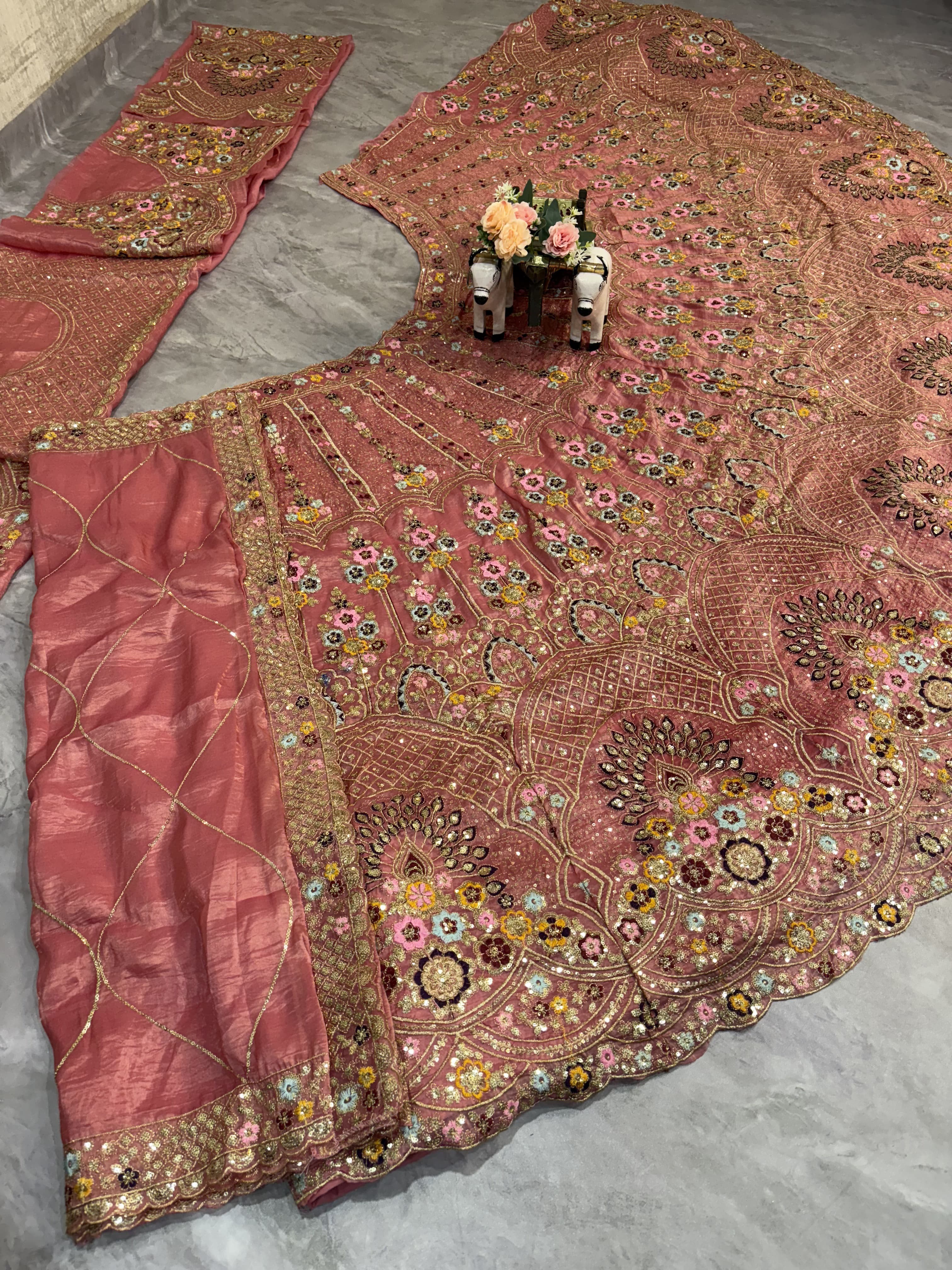 Dusty Rose Pink Bridal Lehenga Choli Set – Heavy Embroidered Wedding Lehenga with Dupatta, Designer Indian Bridal Outfit, Reception & Engagement Wear