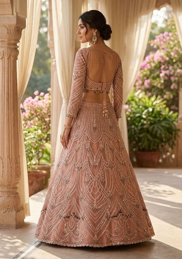 Blush Pink Bridal Lehenga Choli Set, Heavy Sequin Embroidered Wedding Lehenga, Designer Reception Outfit, Indian Bridal Wear