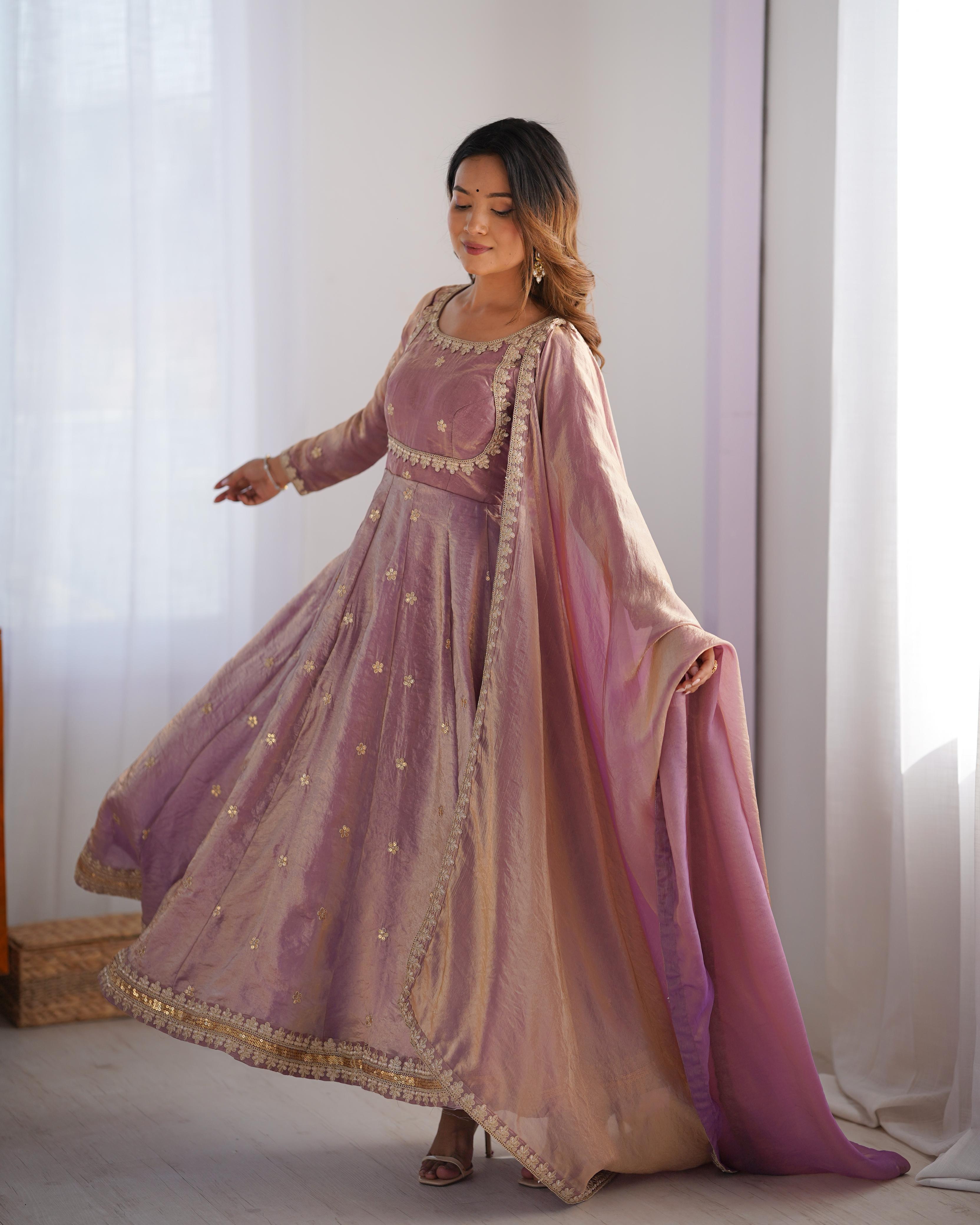 Embroidered Lavender Gown