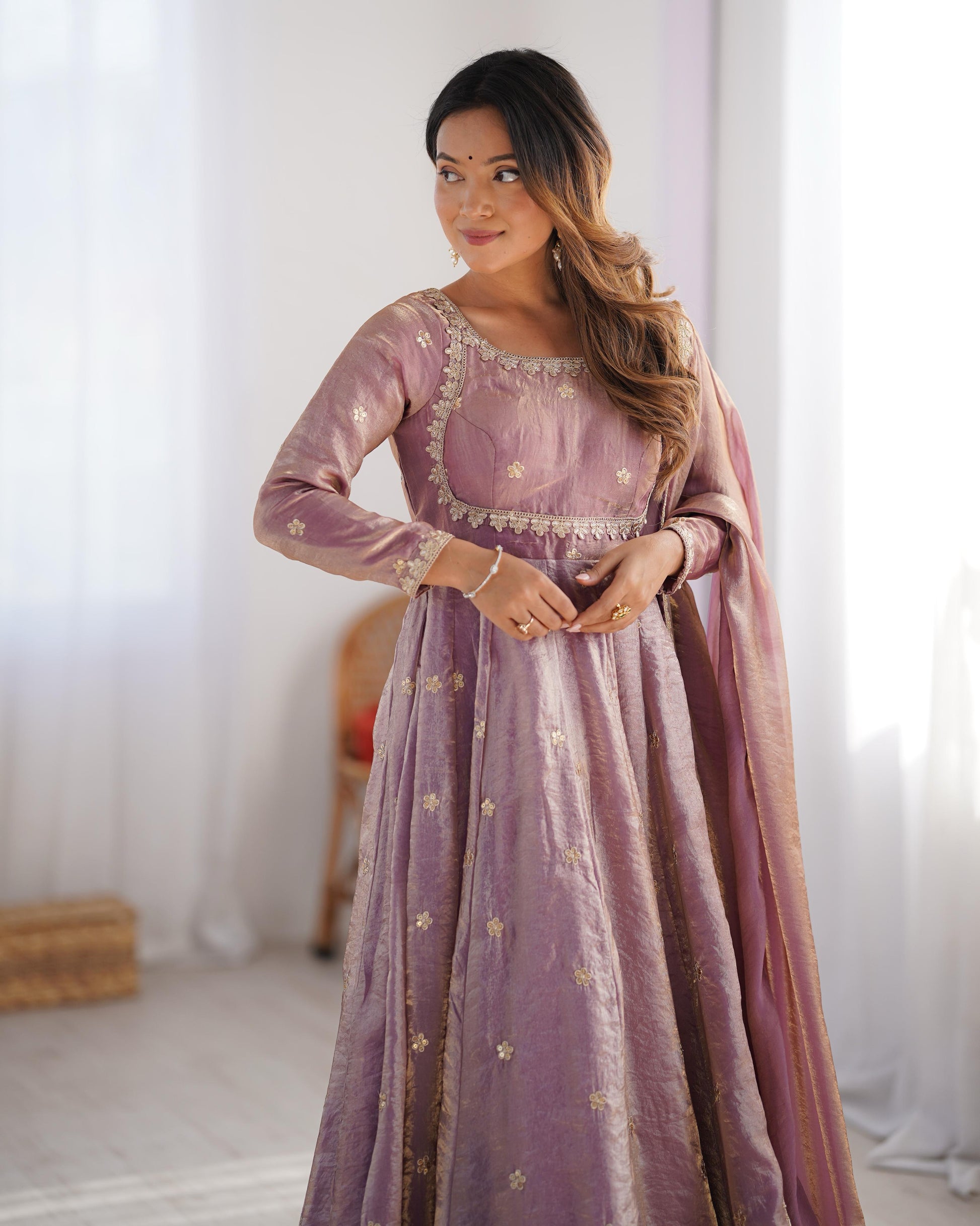 Lavender Gown With Dupatta