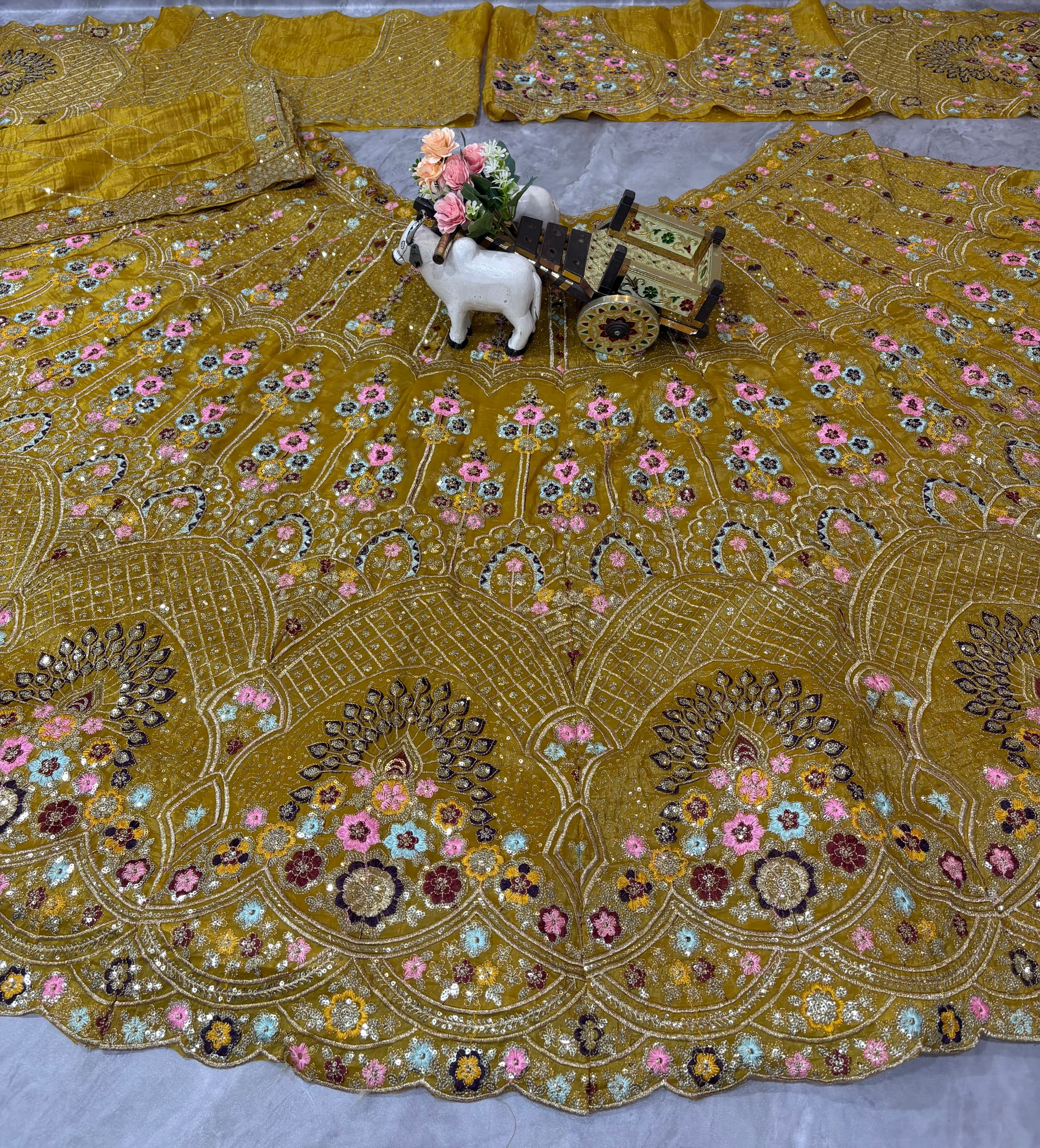 Mustard Yellow  Bridal Lehenga Choli Set – Heavy Embroidered Wedding Lehenga with Dupatta, Designer Indian Bridal Outfit, Reception & Engagement Wear