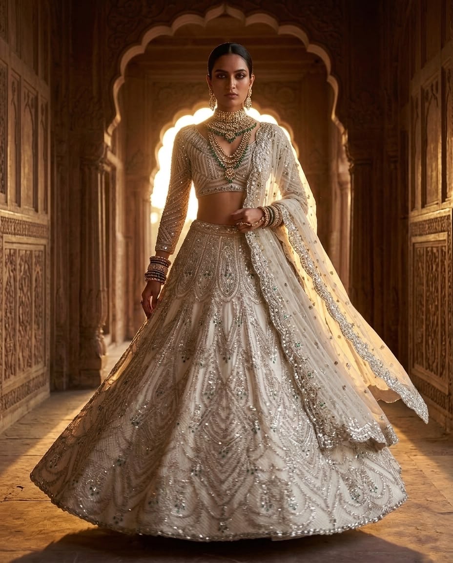 Ivory White Bridal Lehenga Choli Set, Luxury Sequin Embroidered Wedding Lehenga, Designer Reception Outfit, Indian Bridal Wear