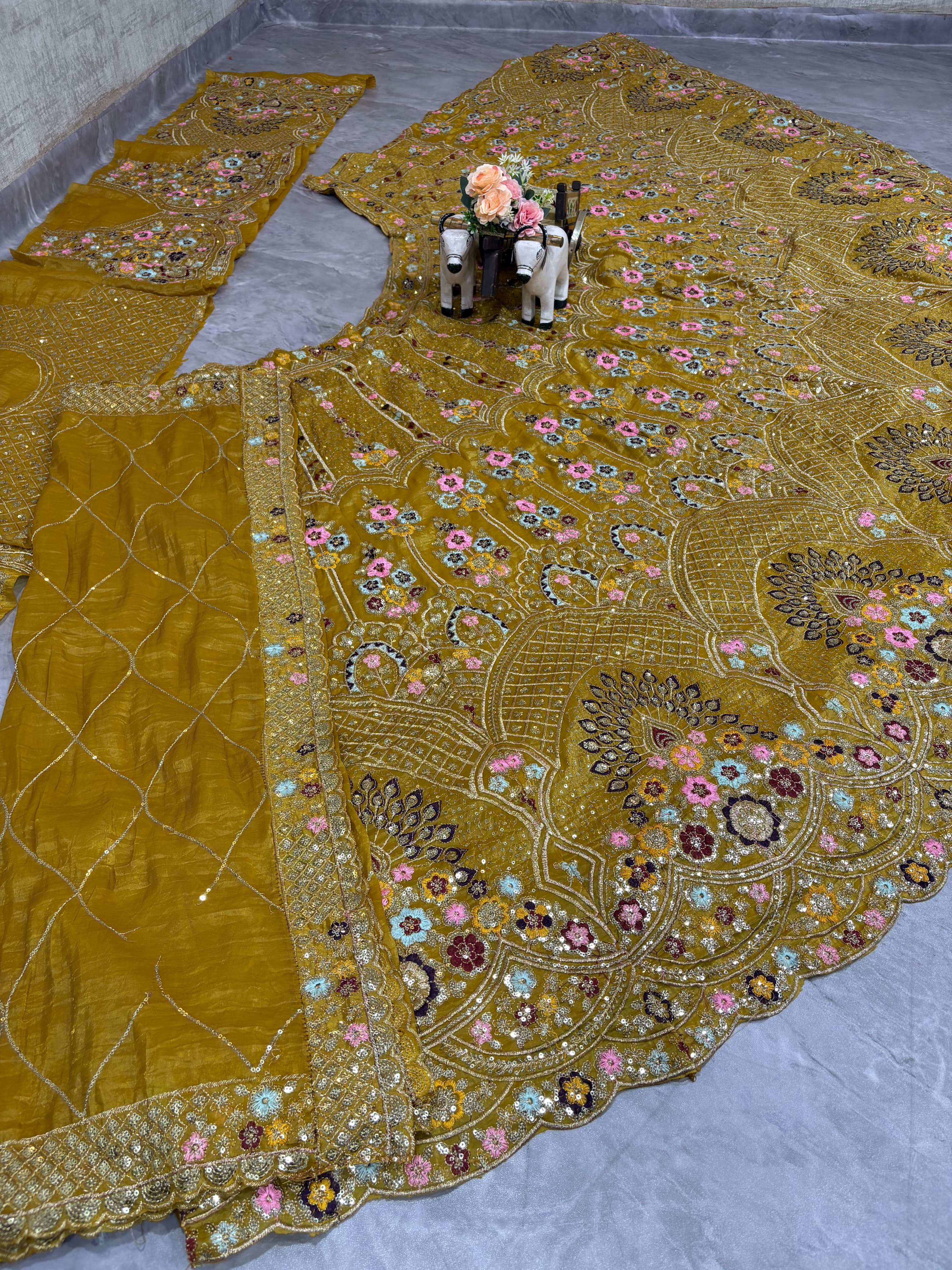 Mustard Yellow  Bridal Lehenga Choli Set – Heavy Embroidered Wedding Lehenga with Dupatta, Designer Indian Bridal Outfit, Reception & Engagement Wear