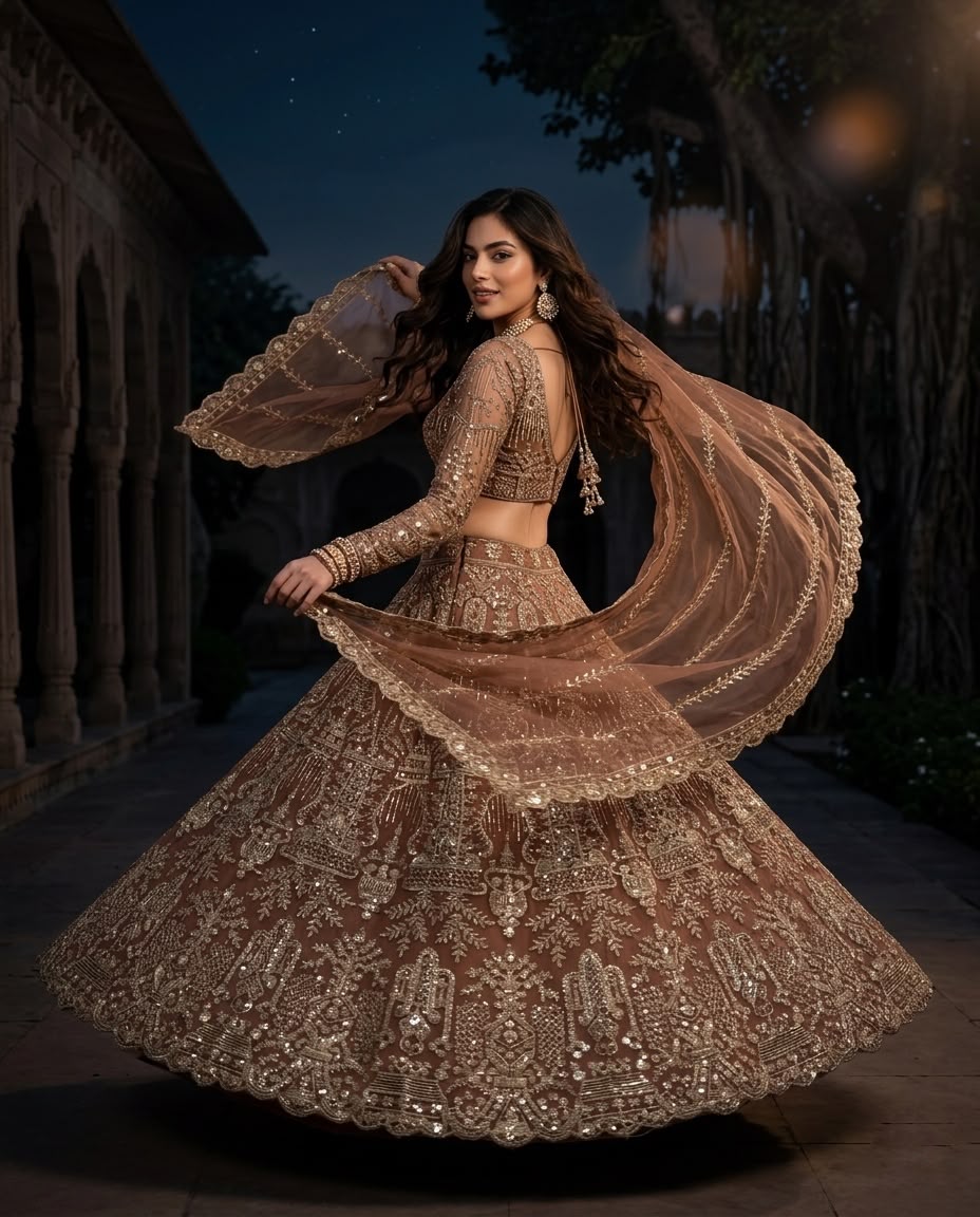 Dusty Taupe Bridal Lehenga Choli Set, Heavy Embroidered Wedding Lehenga, Designer Indian Bridal Outfit, Luxury Beige Lehenga with Dupatta
