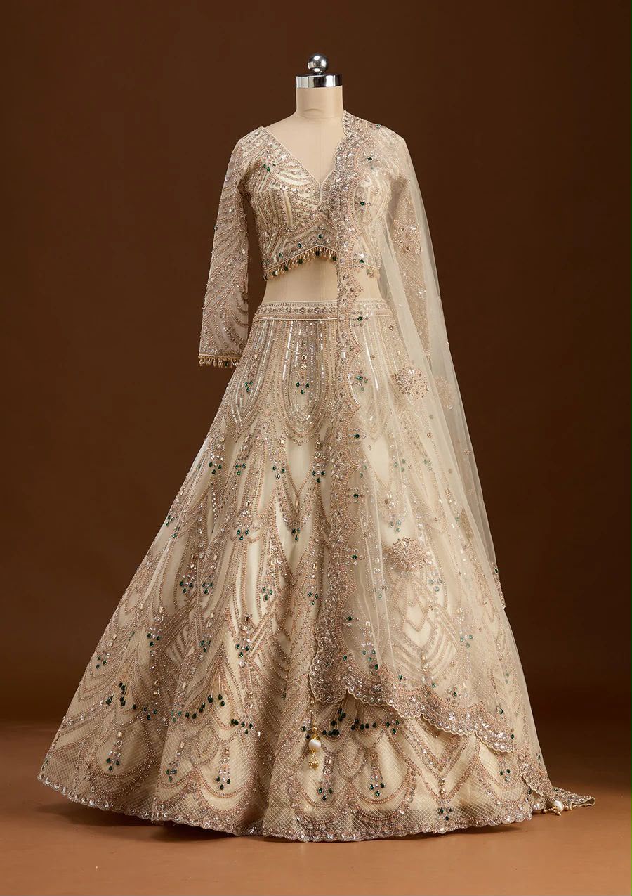 Ivory White Bridal Lehenga Choli Set, Luxury Sequin Embroidered Wedding Lehenga, Designer Reception Outfit, Indian Bridal Wear