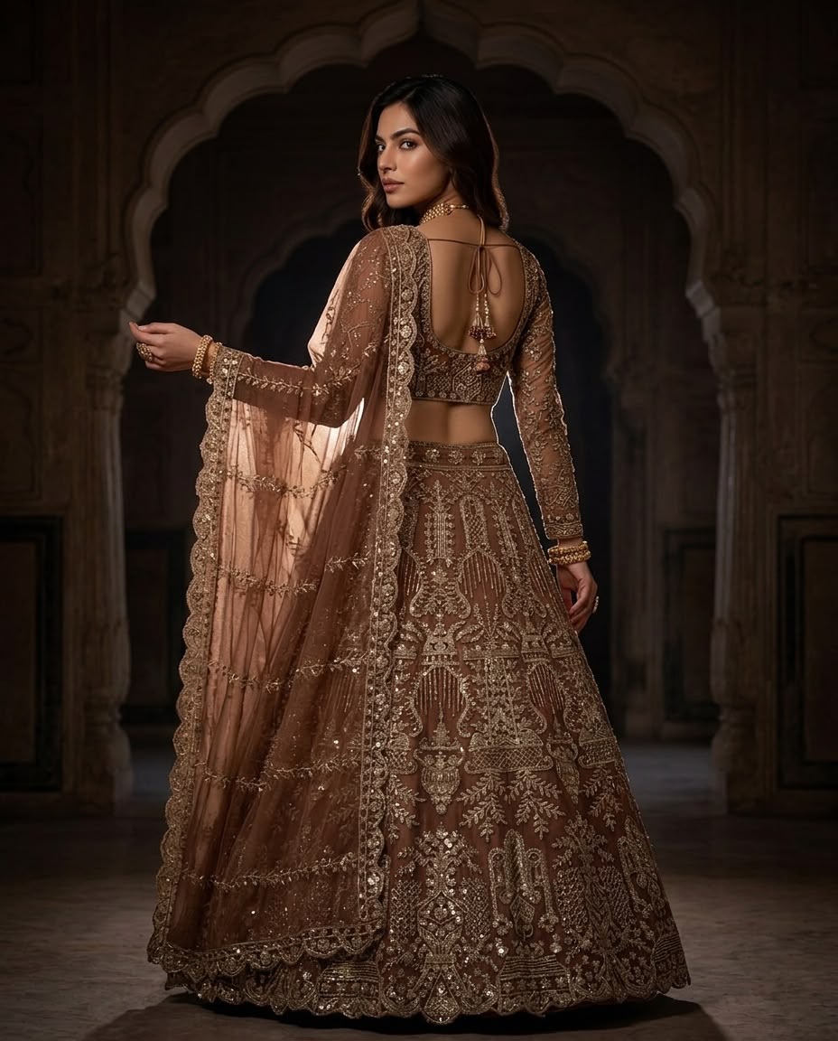 Dusty Taupe Bridal Lehenga Choli Set, Heavy Embroidered Wedding Lehenga, Designer Indian Bridal Outfit, Luxury Beige Lehenga with Dupatta