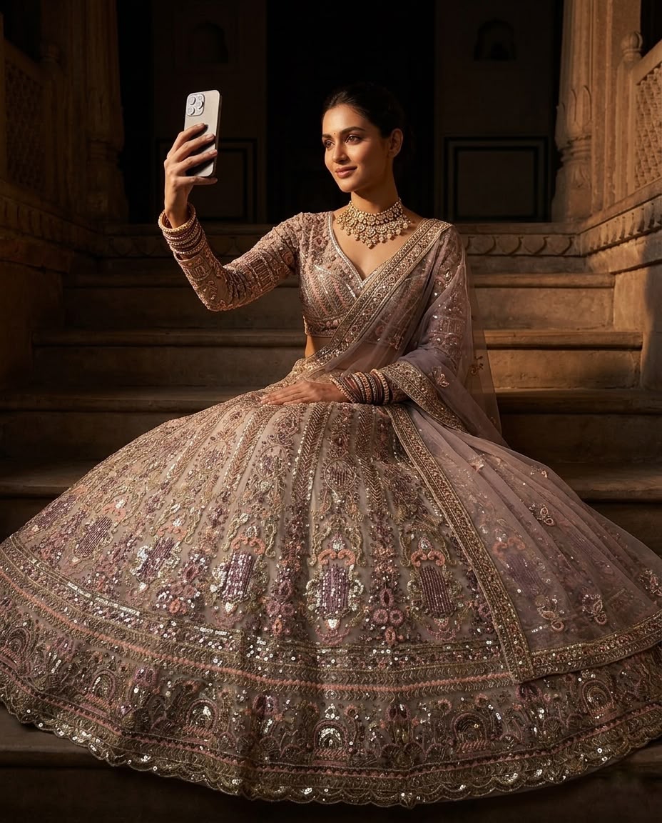 Dusty Mauve Bridal Lehenga Choli, Luxury Rose Gold Embroidered Wedding Lehenga, Designer Reception Outfit, Indian Bridal Wear with Dupatta