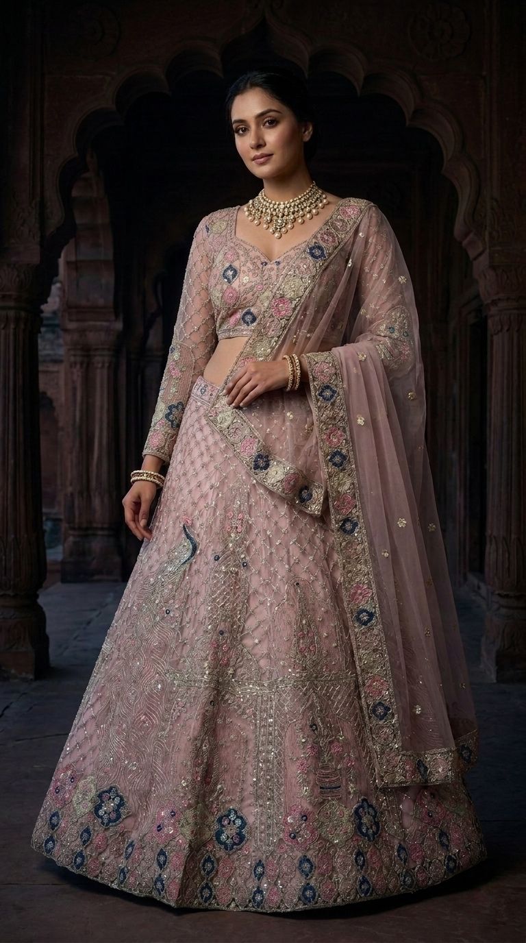 Pink Peacock Lehenga Choli