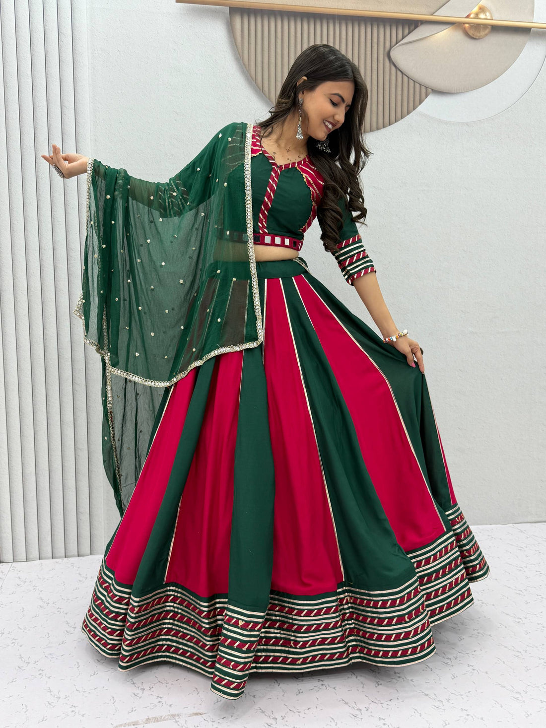 Green Pink Lehenga Choli