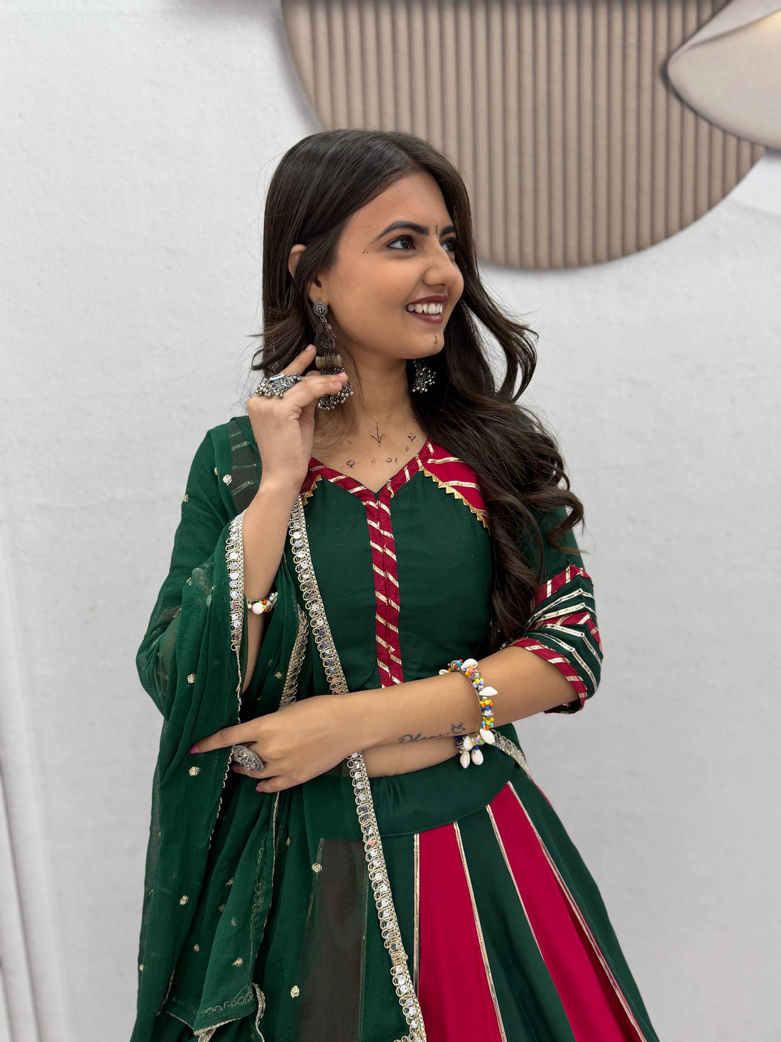 Green Pink Lehenga Choli