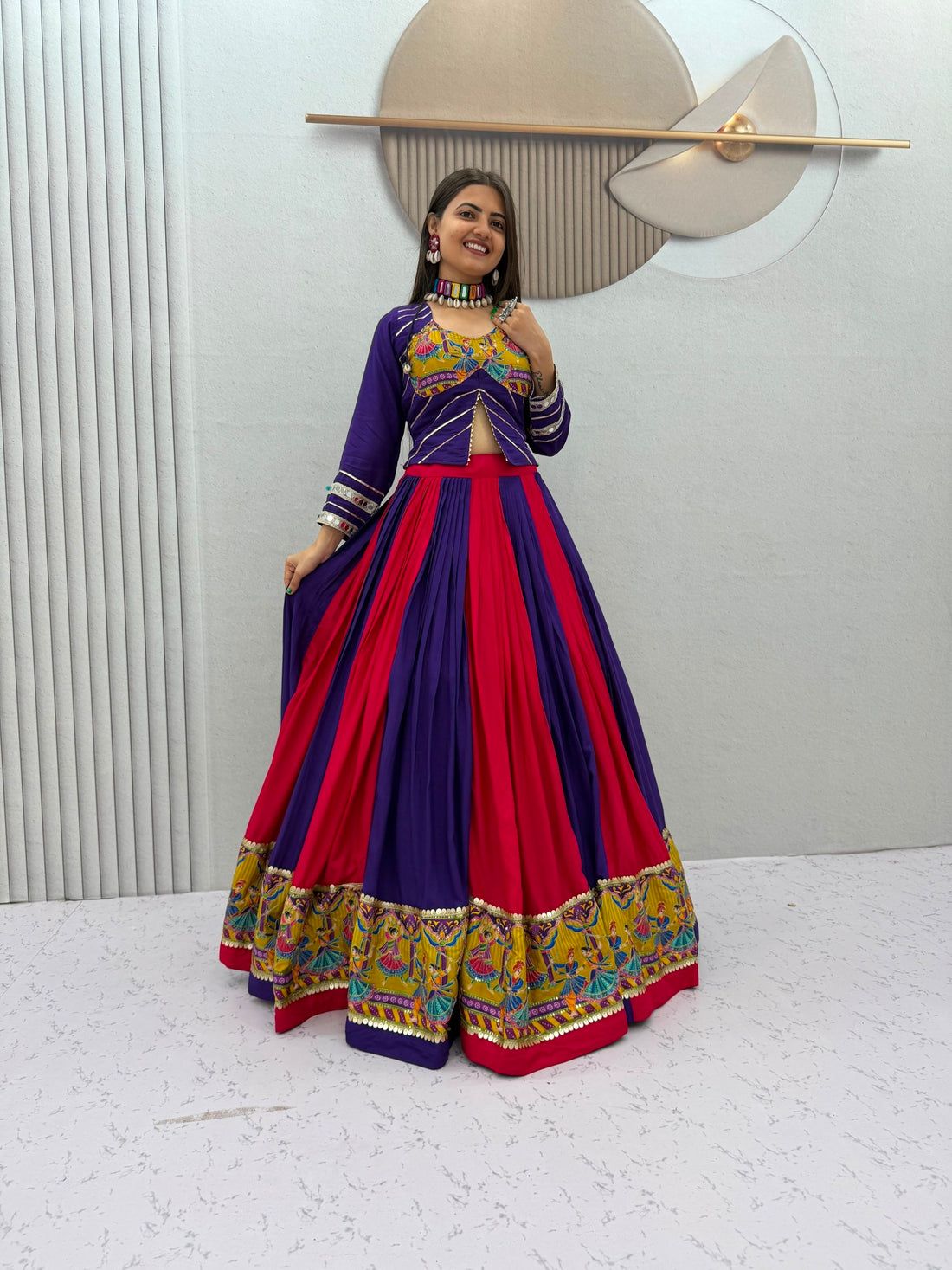 Purple Red Navratri Lehenga