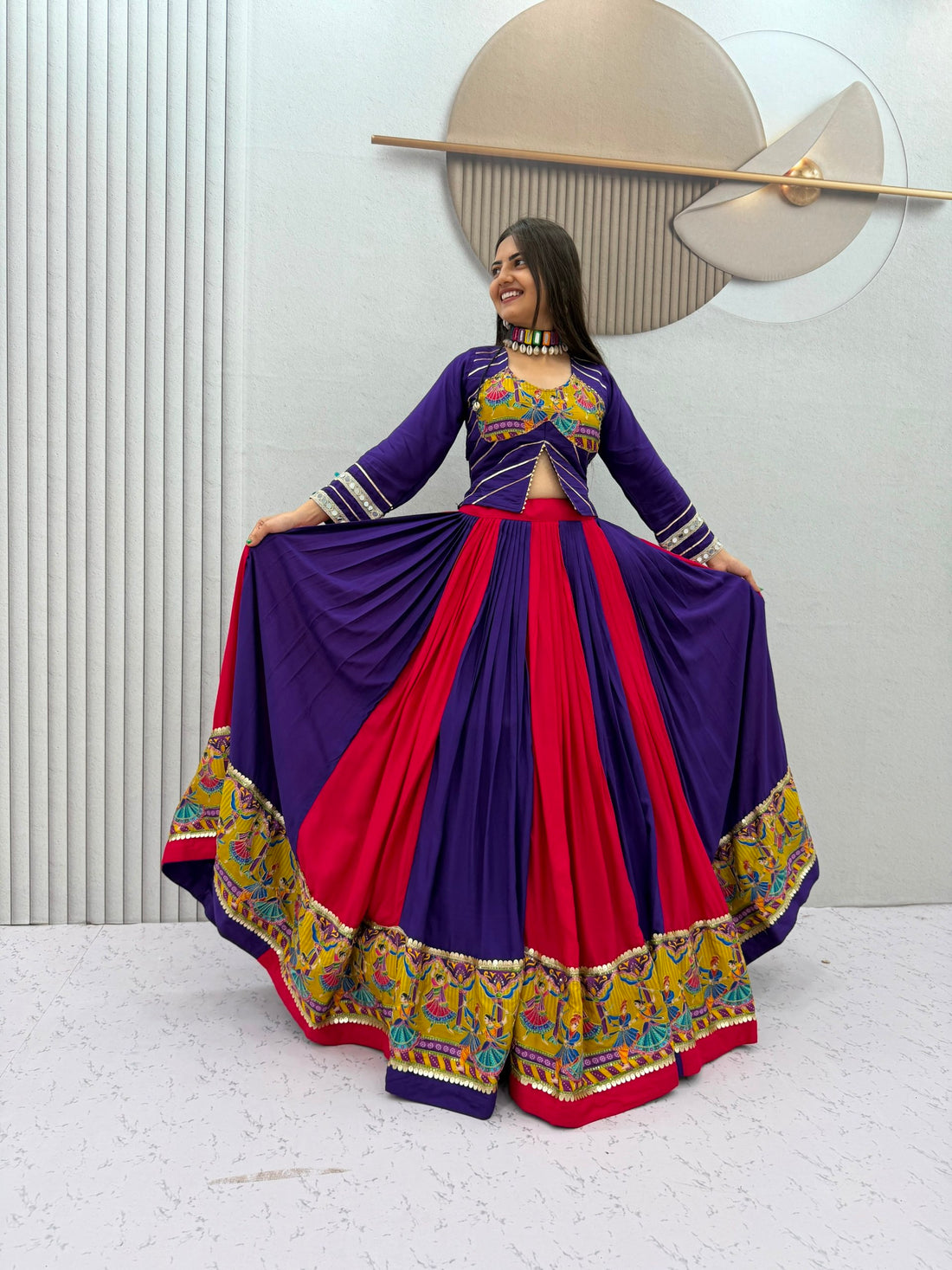 Purple Red Navratri Lehenga