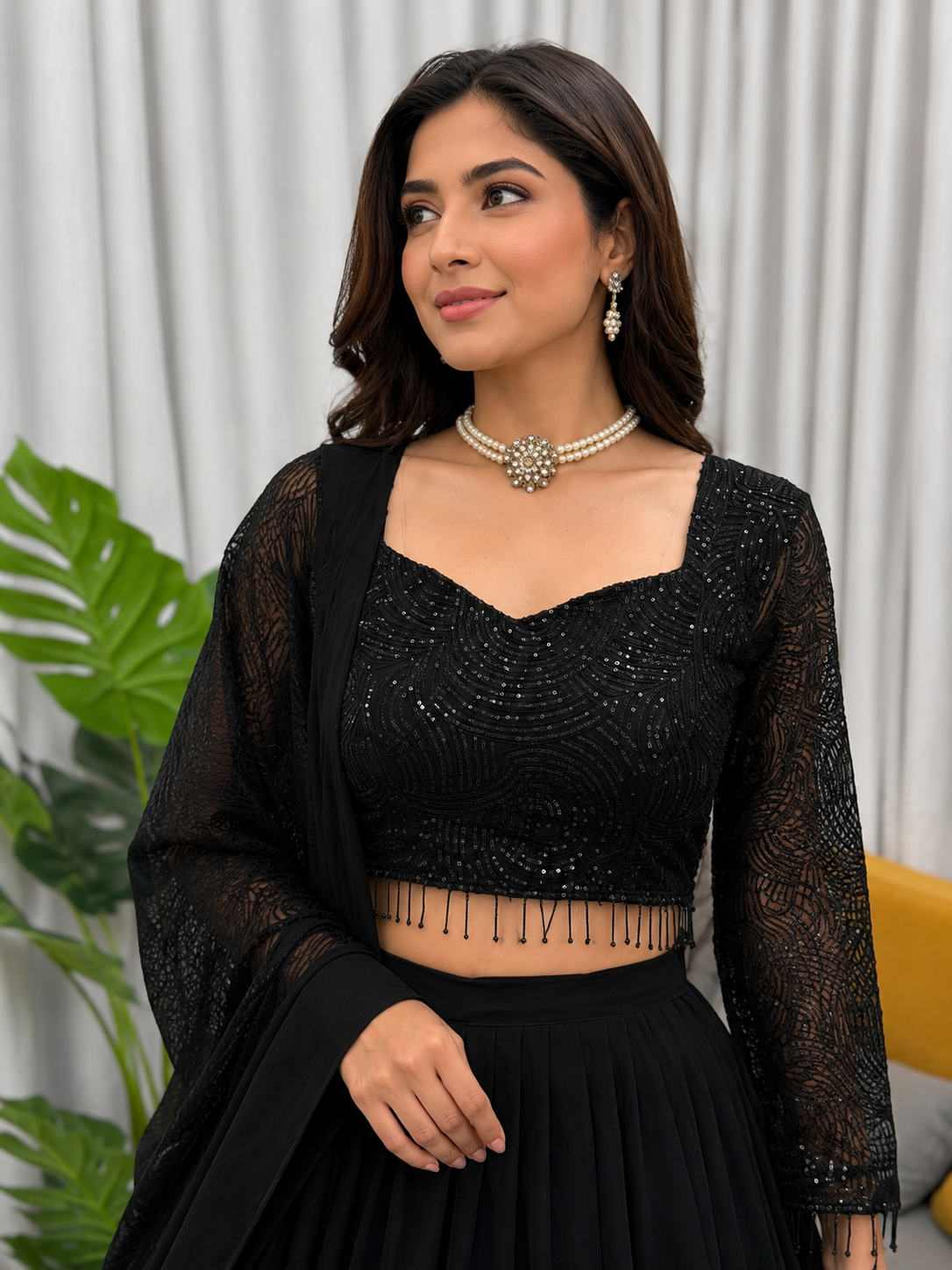 Black Ruffle Lehenga Choli