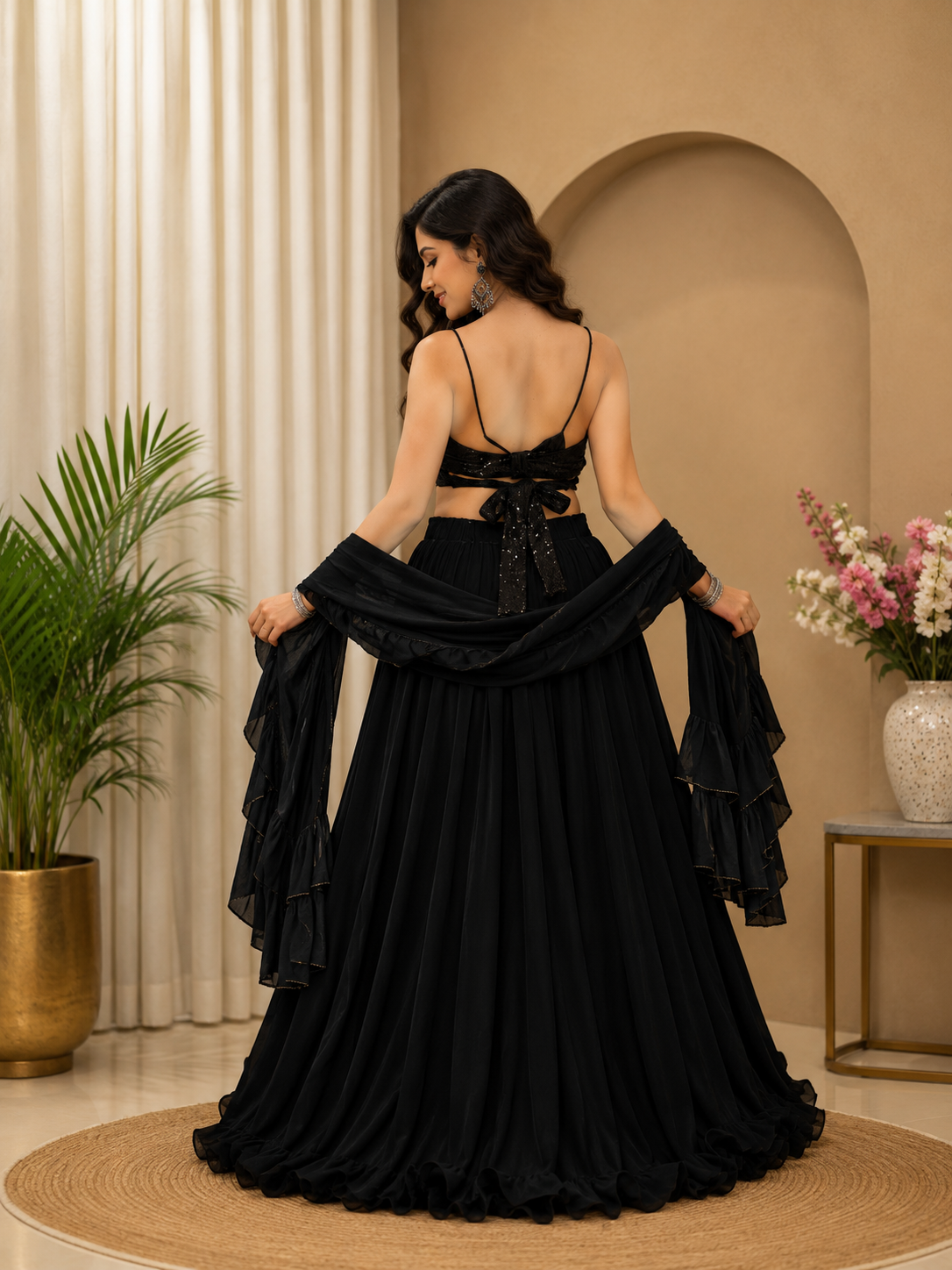 Black Wedding & Reception Lehenga Choli with Dupatta