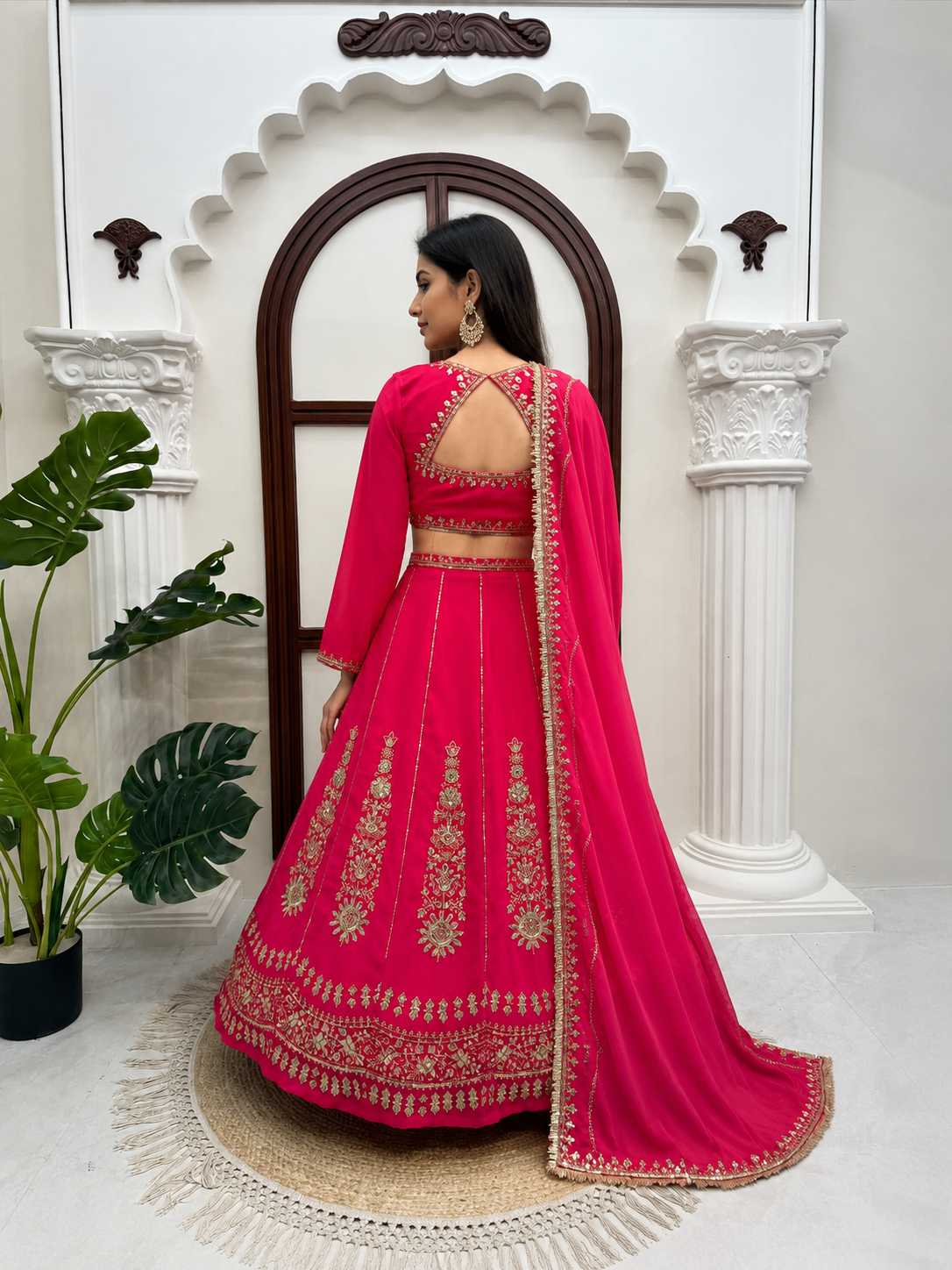 Rani Pink Embroidered Lehenga Choli Set with Dupatta | Designer Wedding & Festive Wear