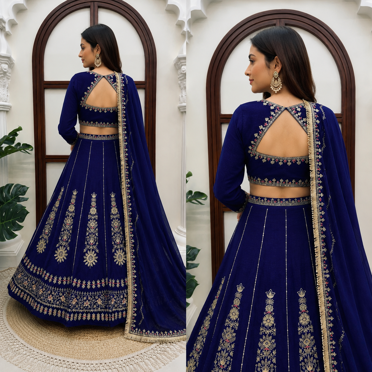 Royal Navy Blue Embroidered Lehenga Choli Set with Dupatta | Designer Wedding & Festive Wear