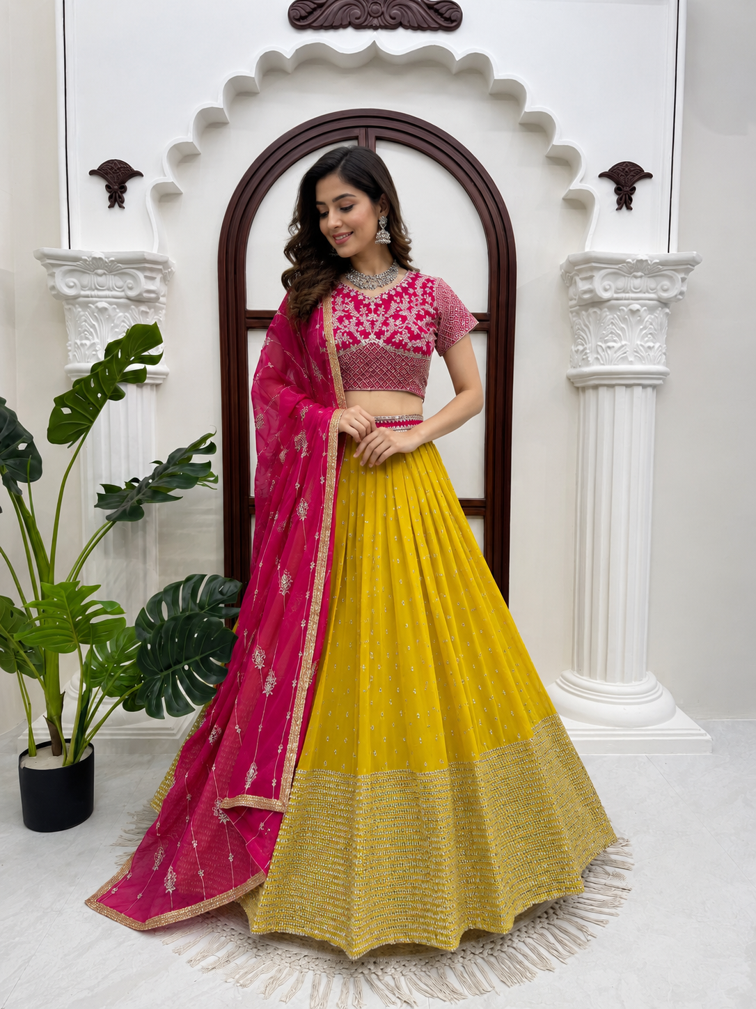 Yellow Georgette Lehenga