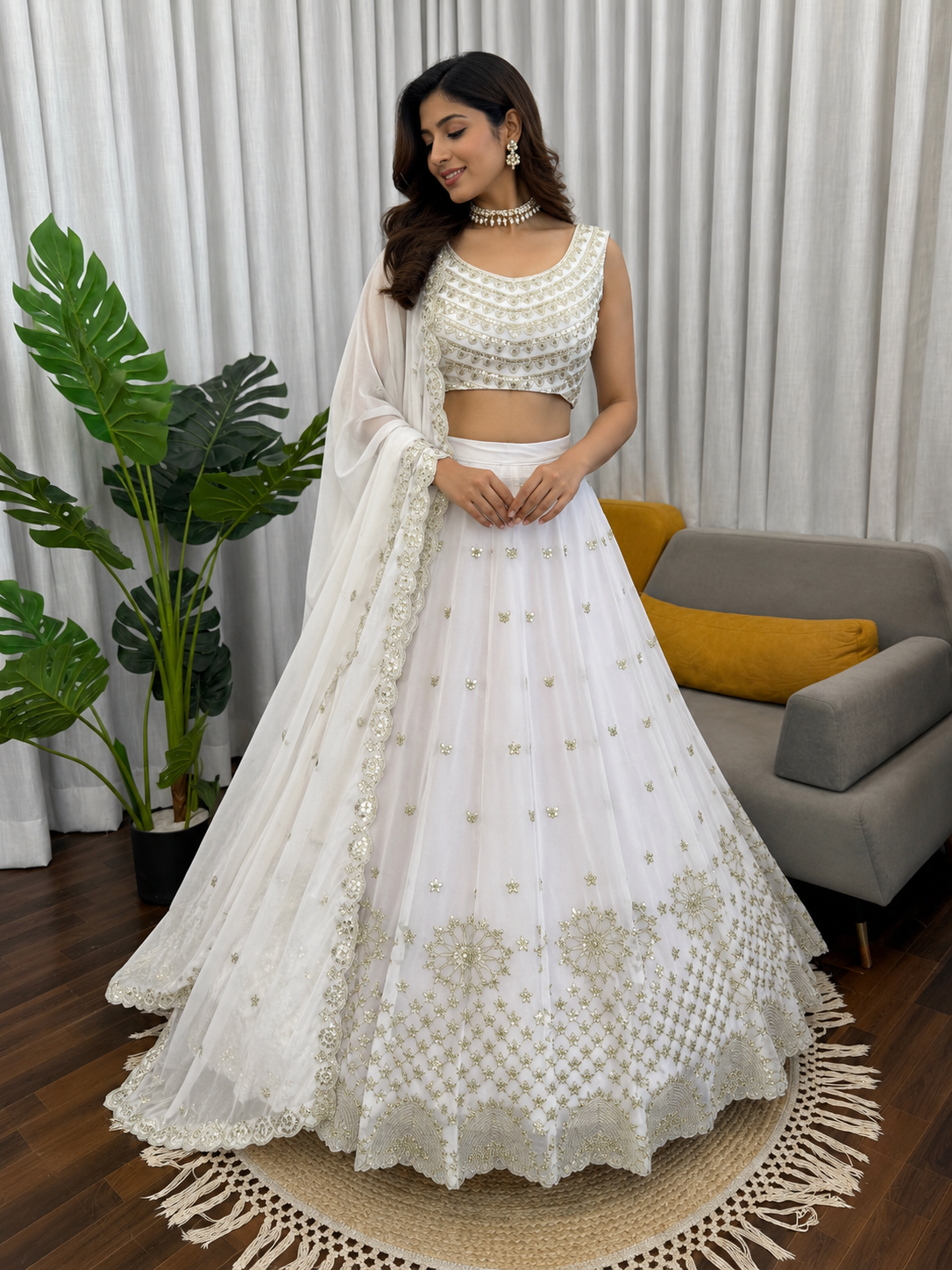 White Embroidered Lehenga