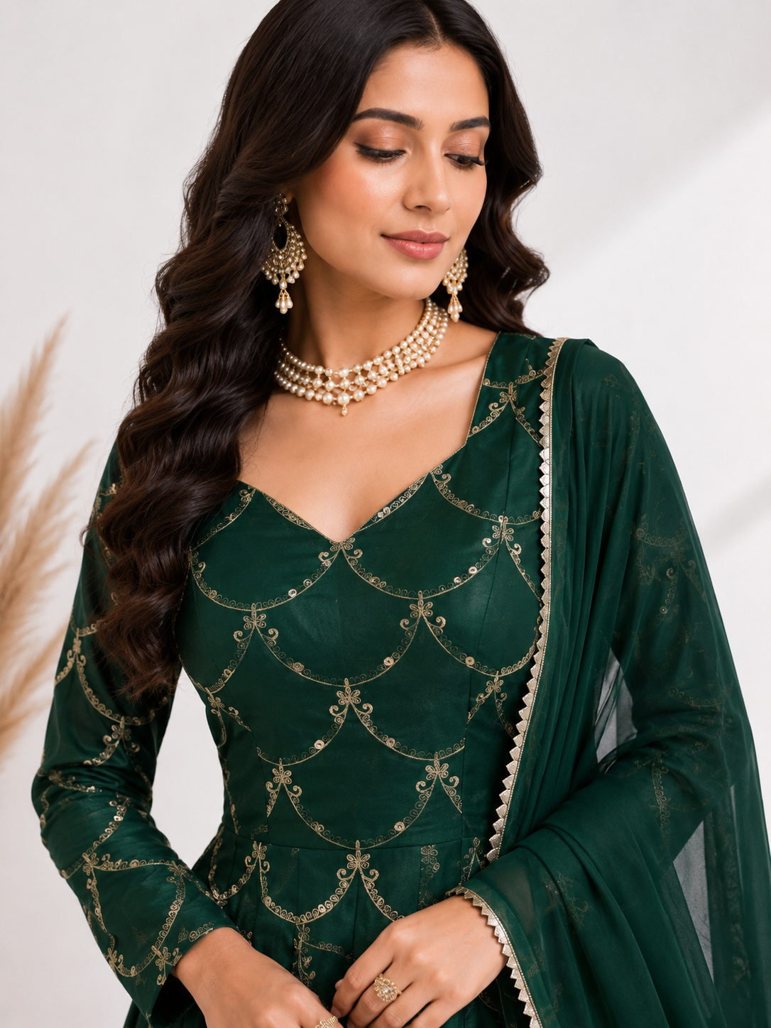 Emerald Green Gown Set