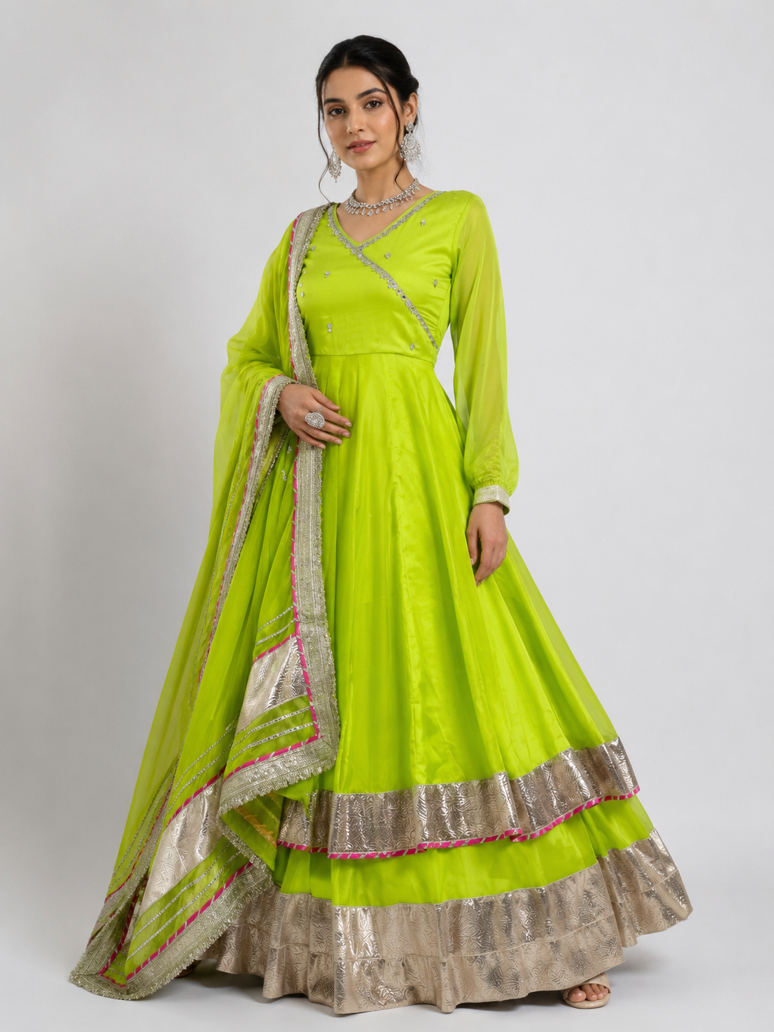 Lime Green Anarkali Set