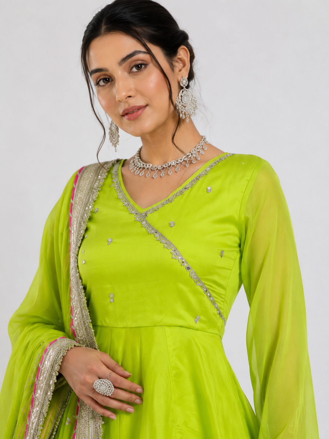 Lime Green Anarkali Set