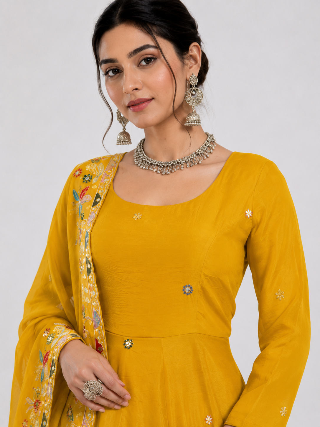 Mustard Anarkali Palazzo Set