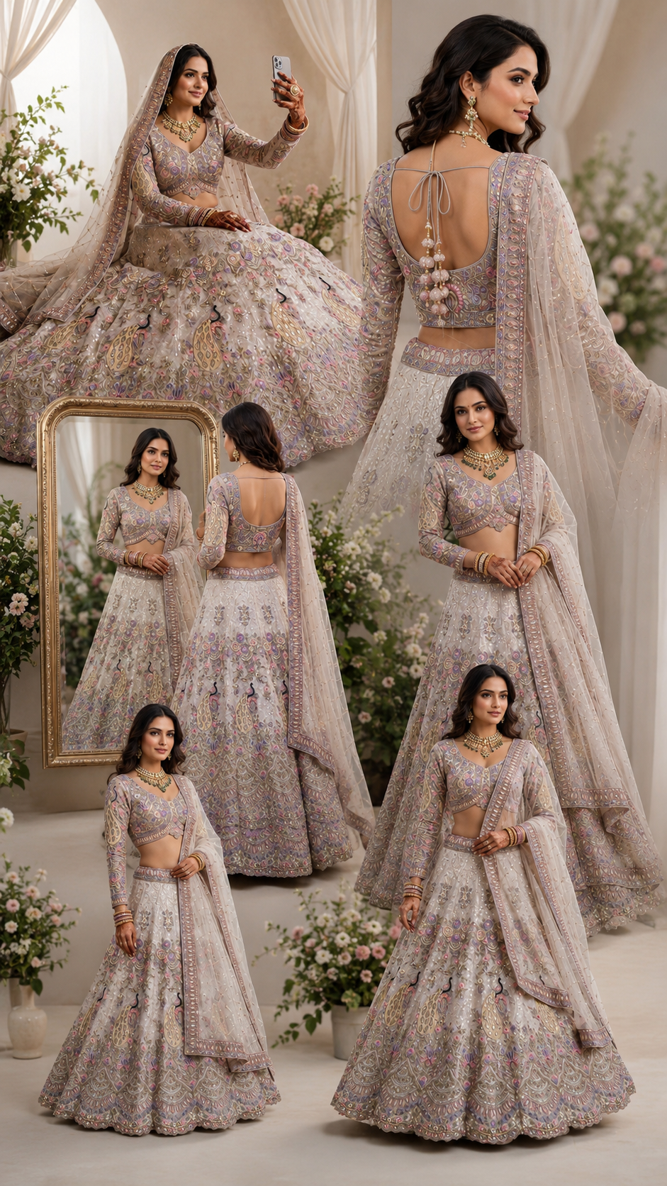 Luxury White Floral Embroidered Lehenga Choli Set