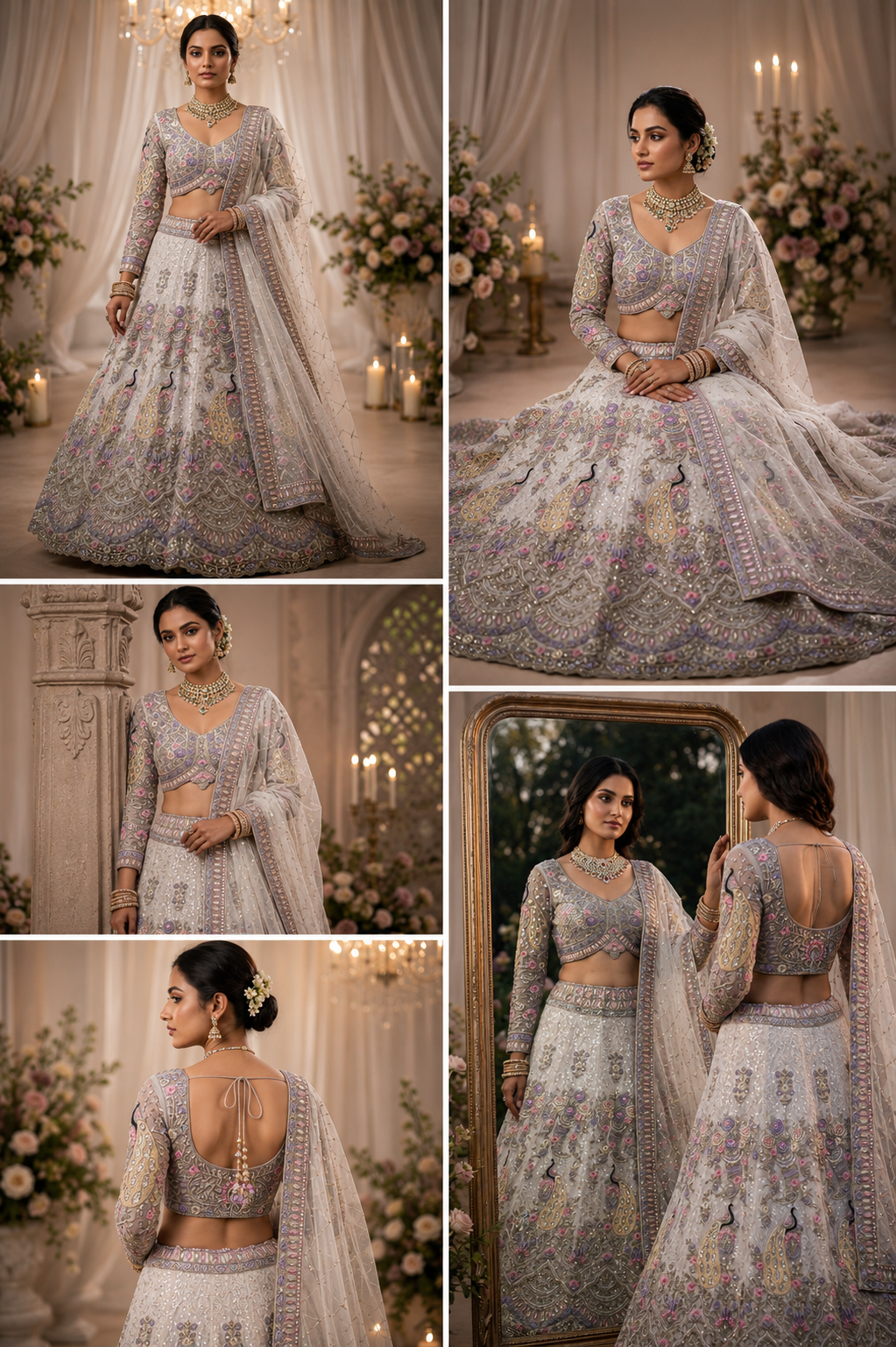 White Peacock Embroidered Bridal Lehenga Choli Set