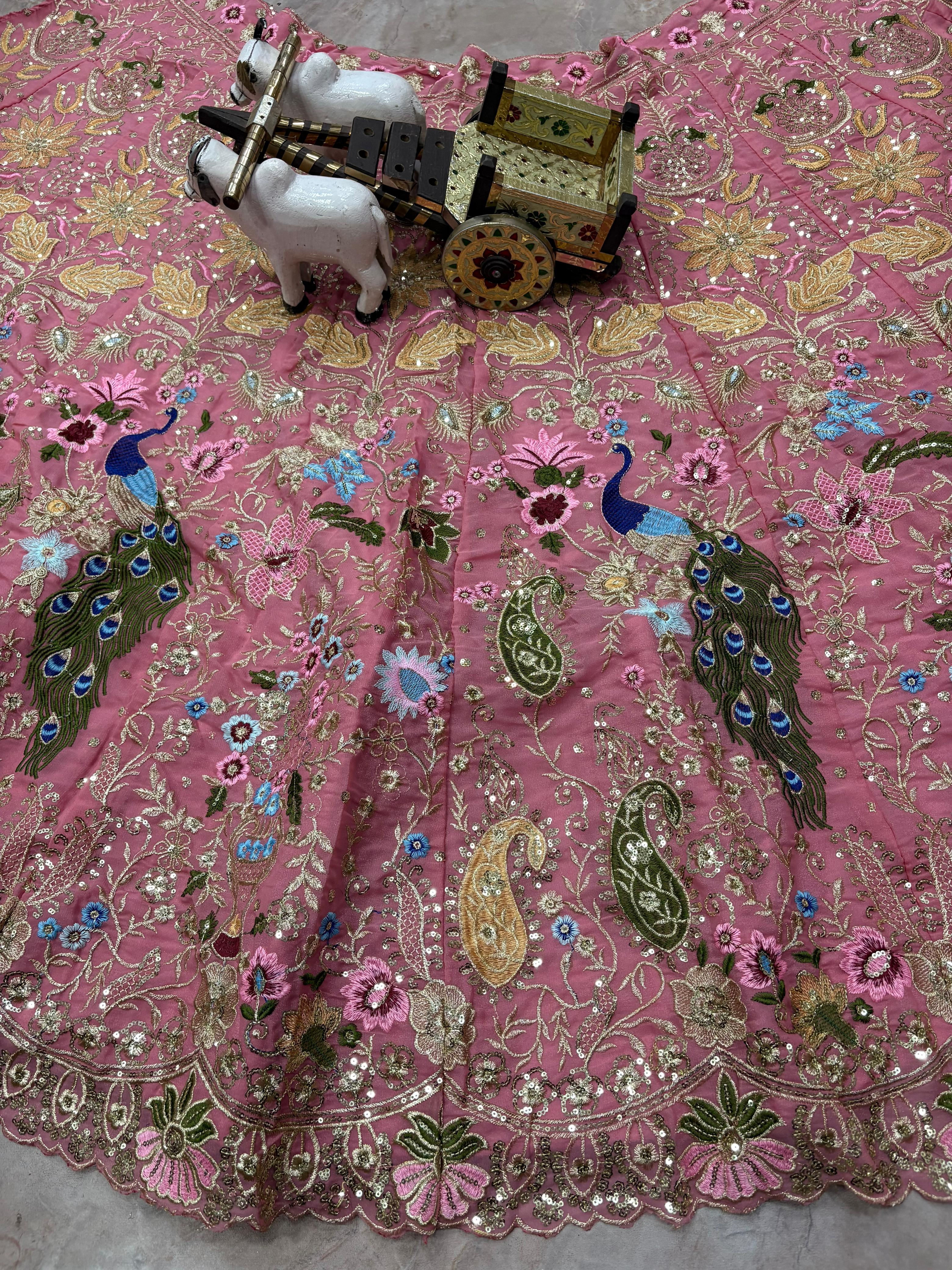 Luxury Dusty Rose Pink Bridal Lehenga Choli Set