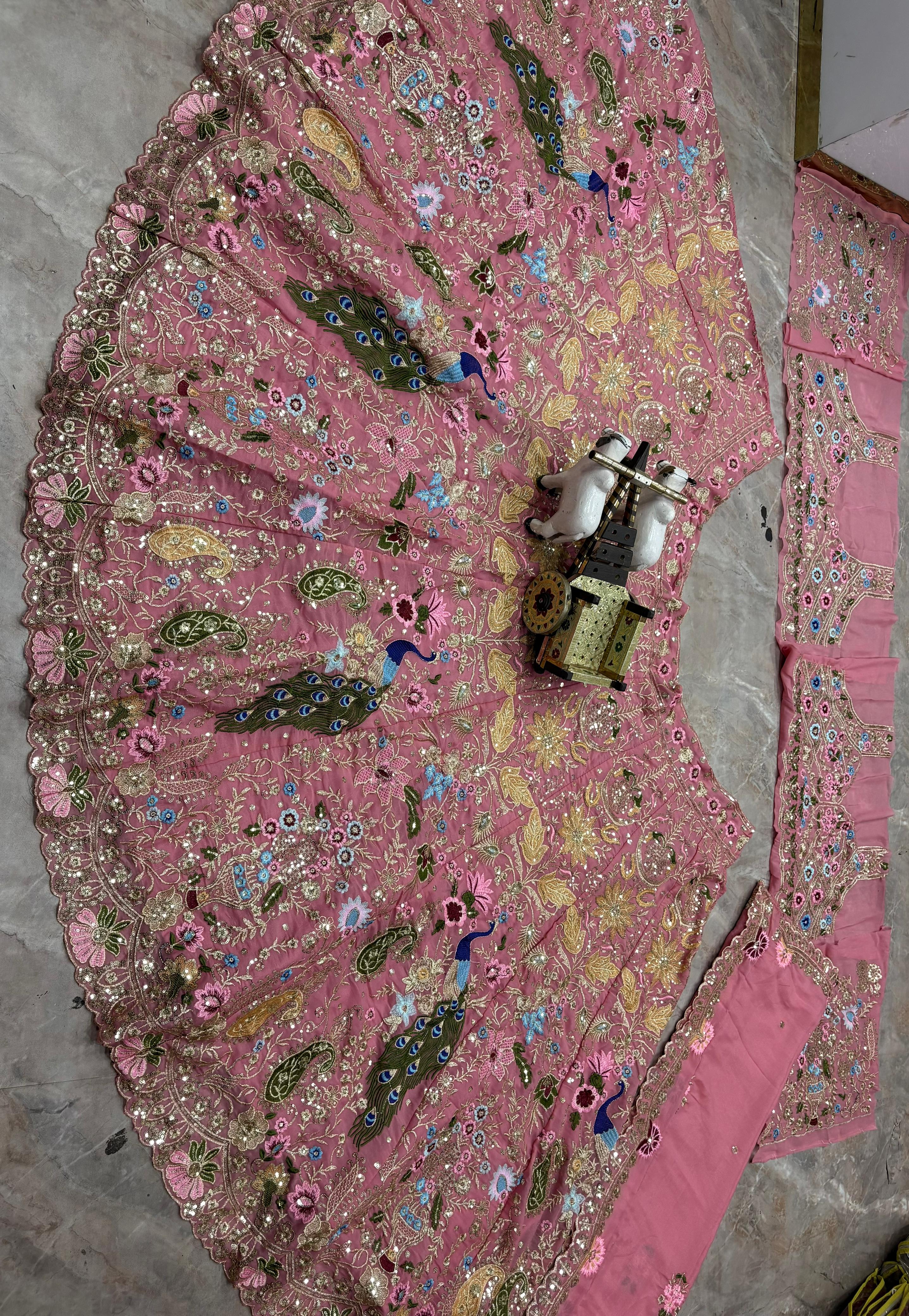 Luxury Dusty Rose Pink Bridal Lehenga Choli Set