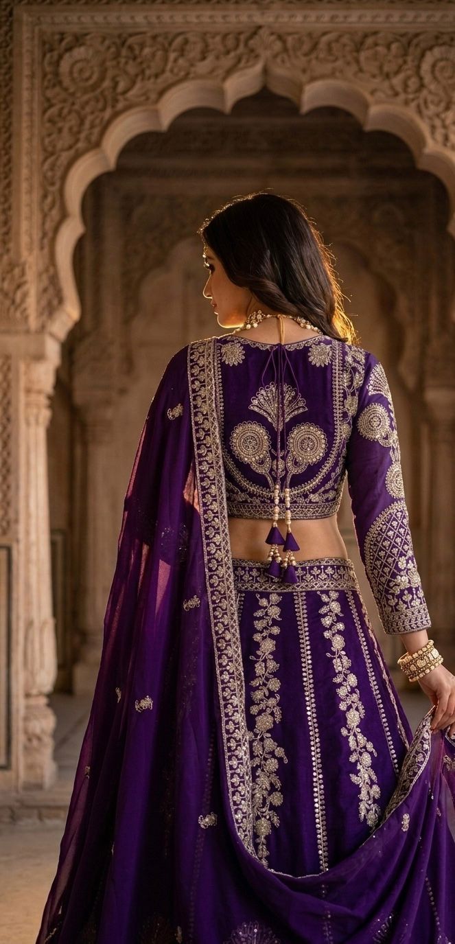 Royal Purple Bridal Lehenga Choli Set, Heavy Zari Embroidered Wedding Lehenga, Designer Indian Bridal Outfit, Reception Wear Lehenga with Dupatta