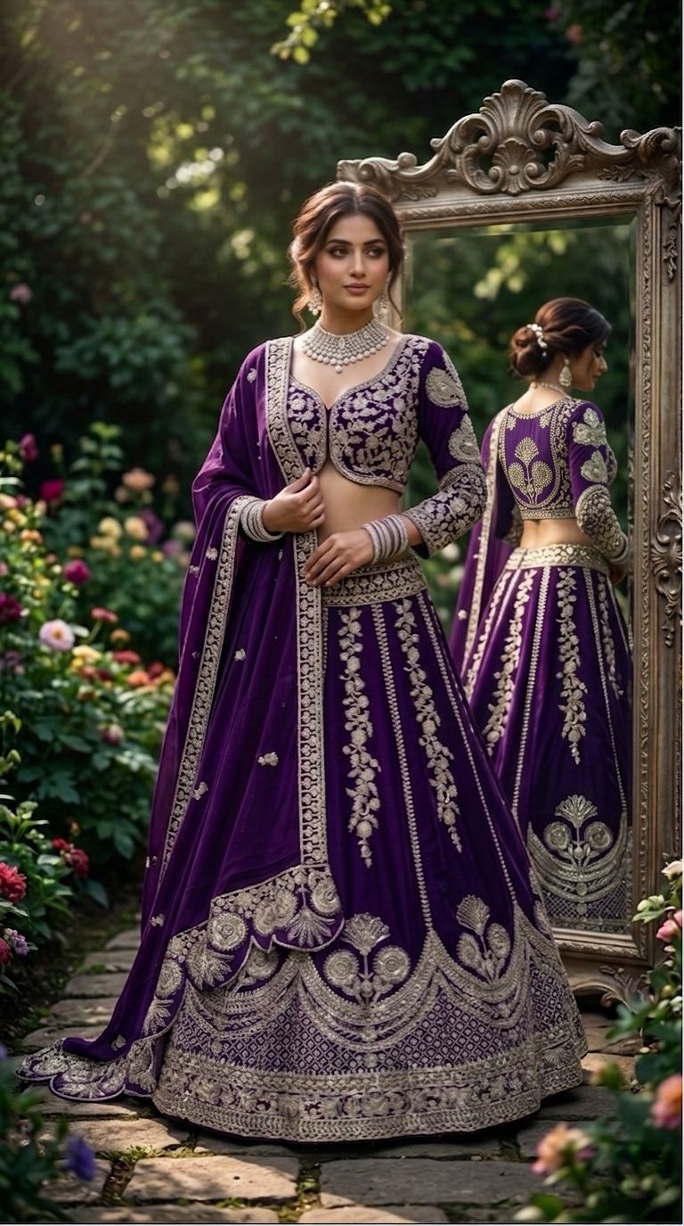 Royal Purple Bridal Lehenga Choli Set, Heavy Zari Embroidered Wedding Lehenga, Designer Indian Bridal Outfit, Reception Wear Lehenga with Dupatta