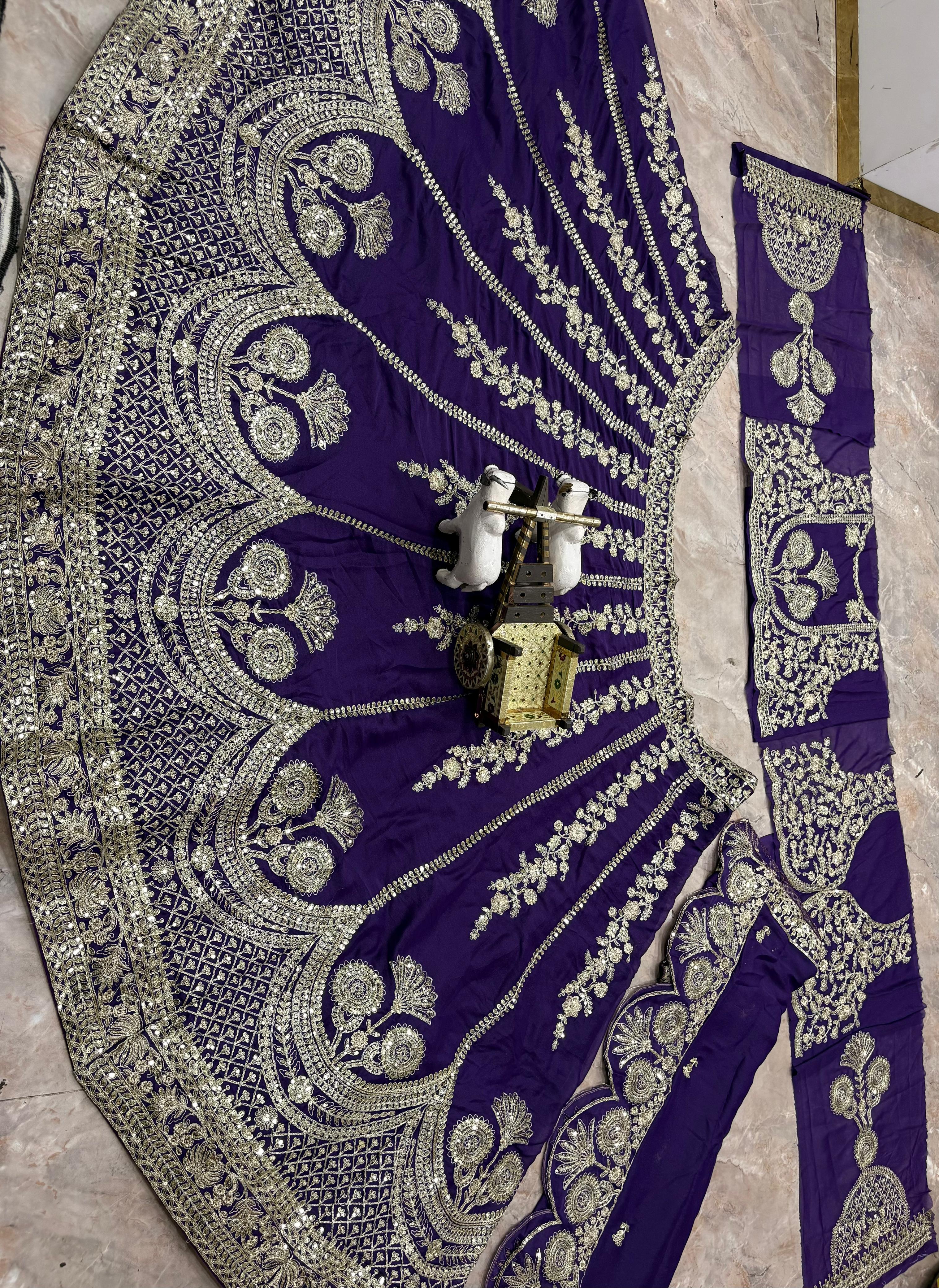 Royal Purple Bridal Lehenga Choli Set, Heavy Zari Embroidered Wedding Lehenga, Designer Indian Bridal Outfit, Reception Wear Lehenga with Dupatta