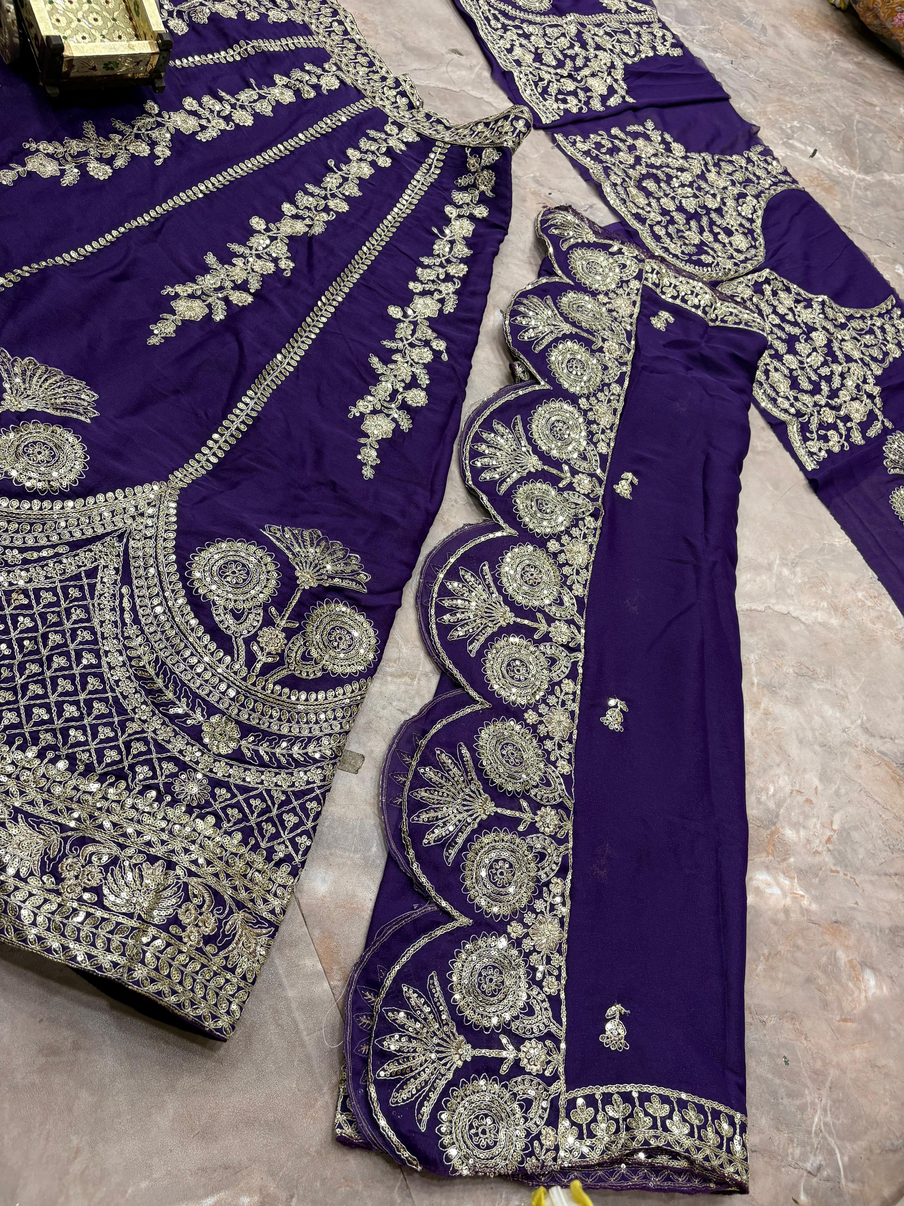 Royal Purple Bridal Lehenga Choli Set, Heavy Zari Embroidered Wedding Lehenga, Designer Indian Bridal Outfit, Reception Wear Lehenga with Dupatta