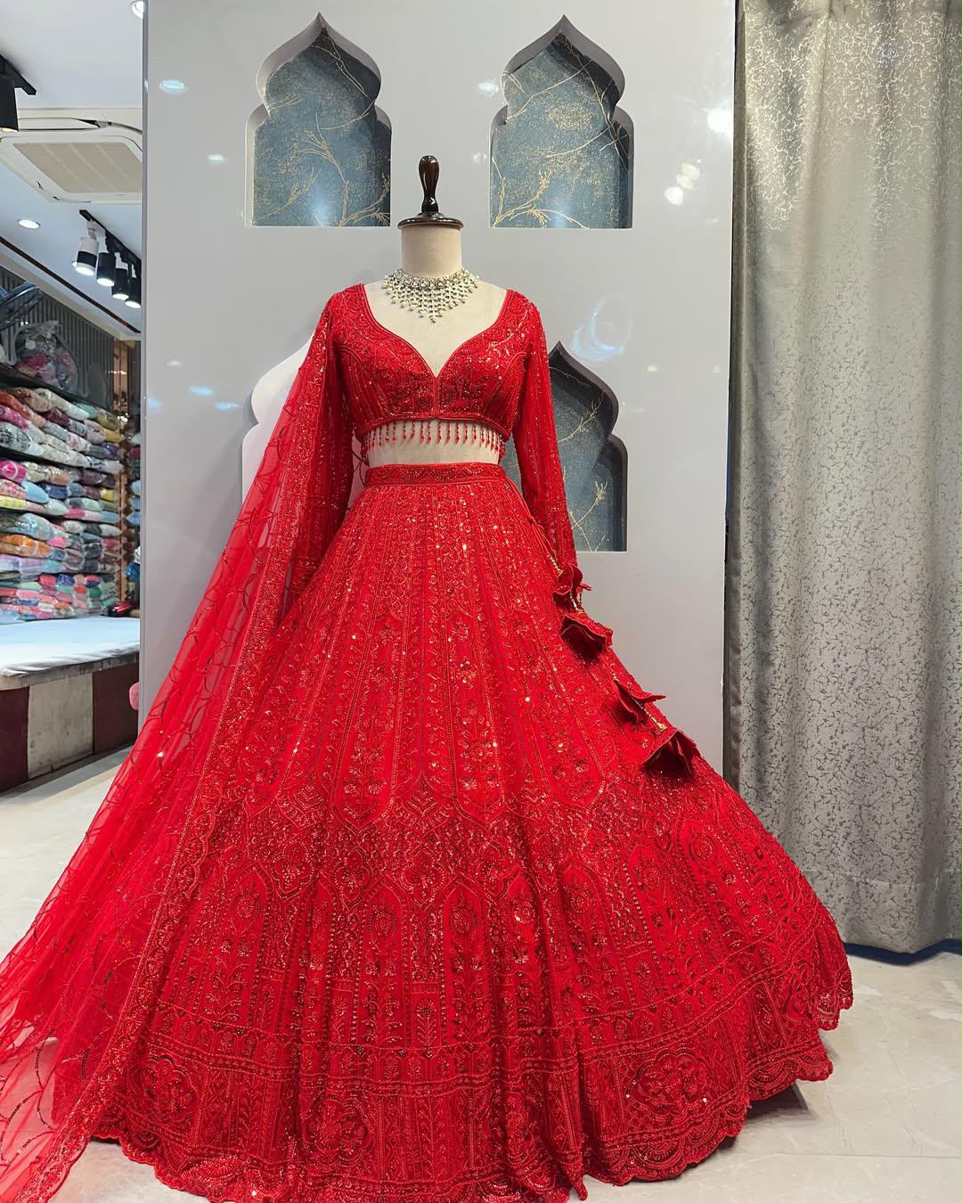 Luxury Red Bridal Lehenga Choli Set – Heavy Embroidered Wedding Lehenga, Designer Indian Bridal Dress, Reception Outfit, Red Wedding Lehenga with Dupatta