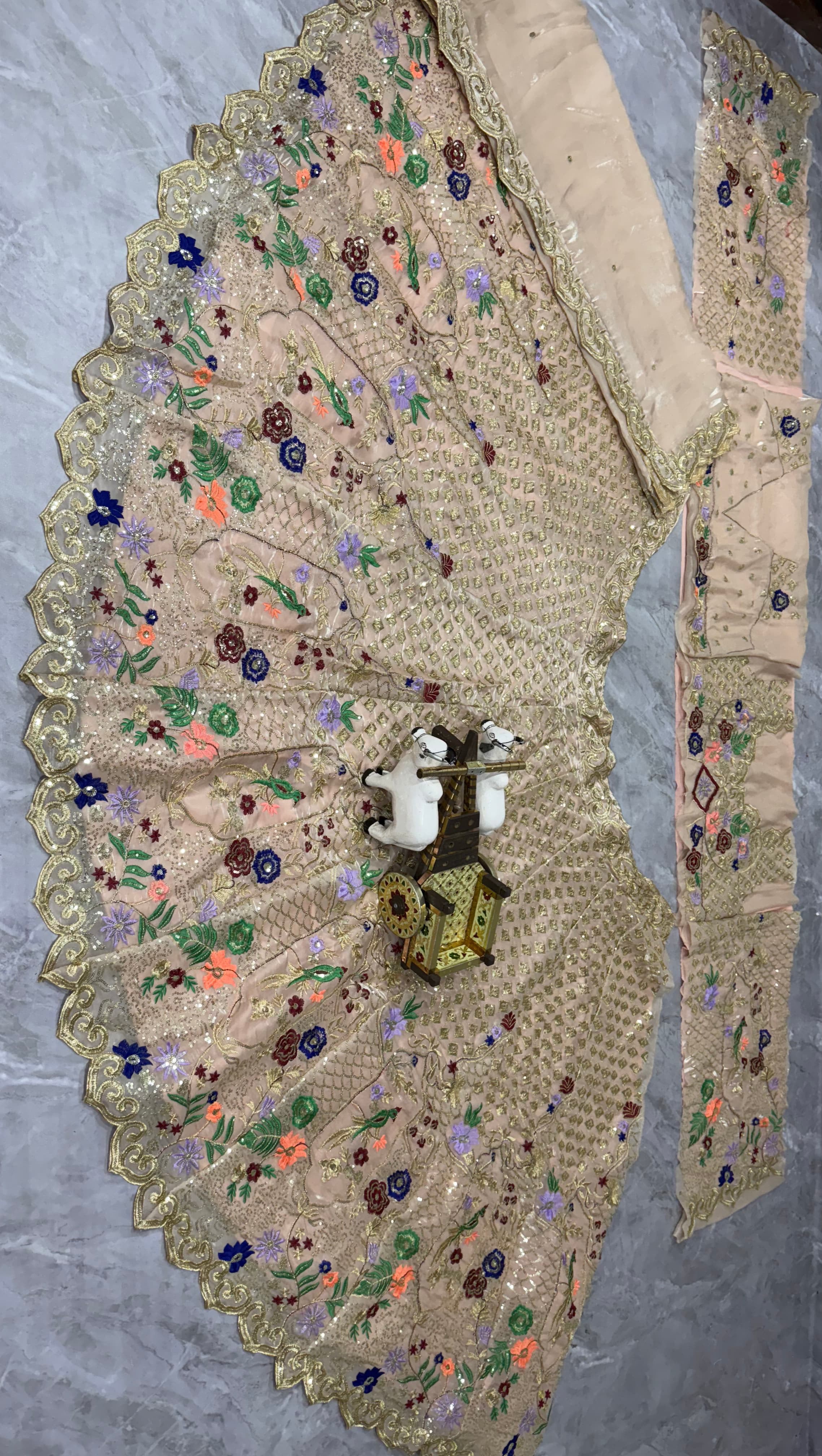 Champagne Gold Floral Embroidered Lehenga Set, Indian Bridal Lehenga, Wedding Reception Outfit, Designer Ethnic Wear