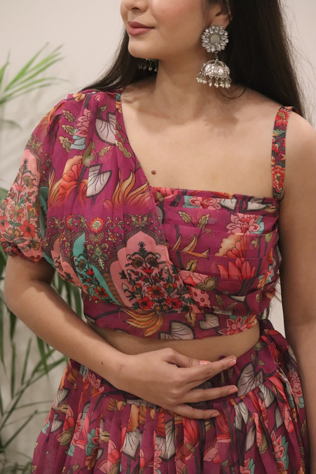 Wine Floral Lehenga Choli