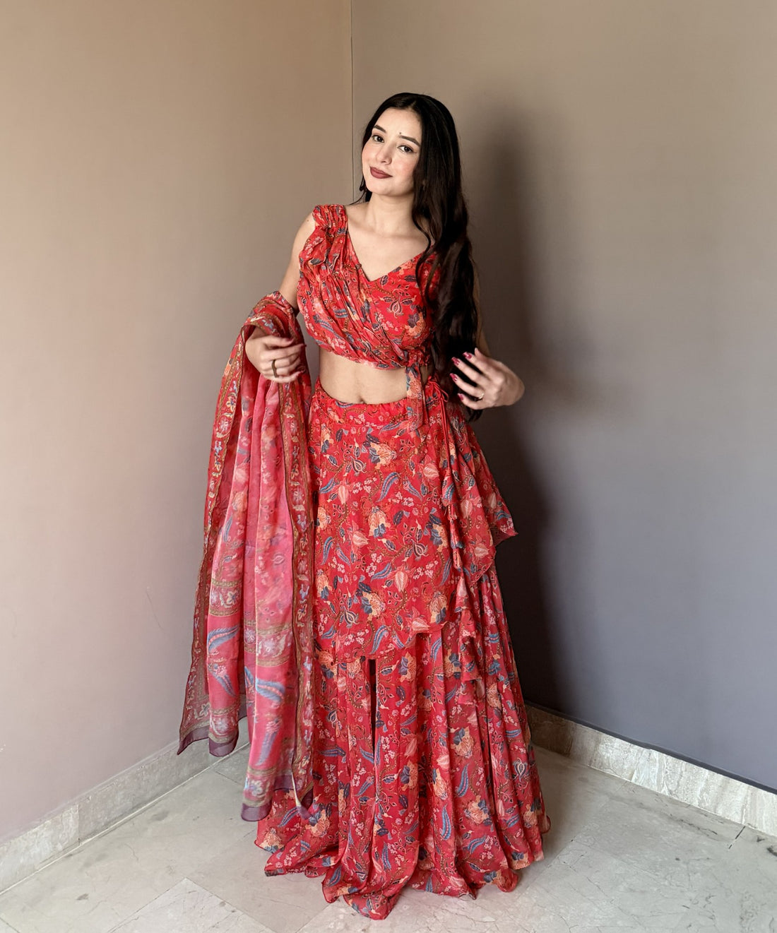 Red Floral Lehenga Choli
