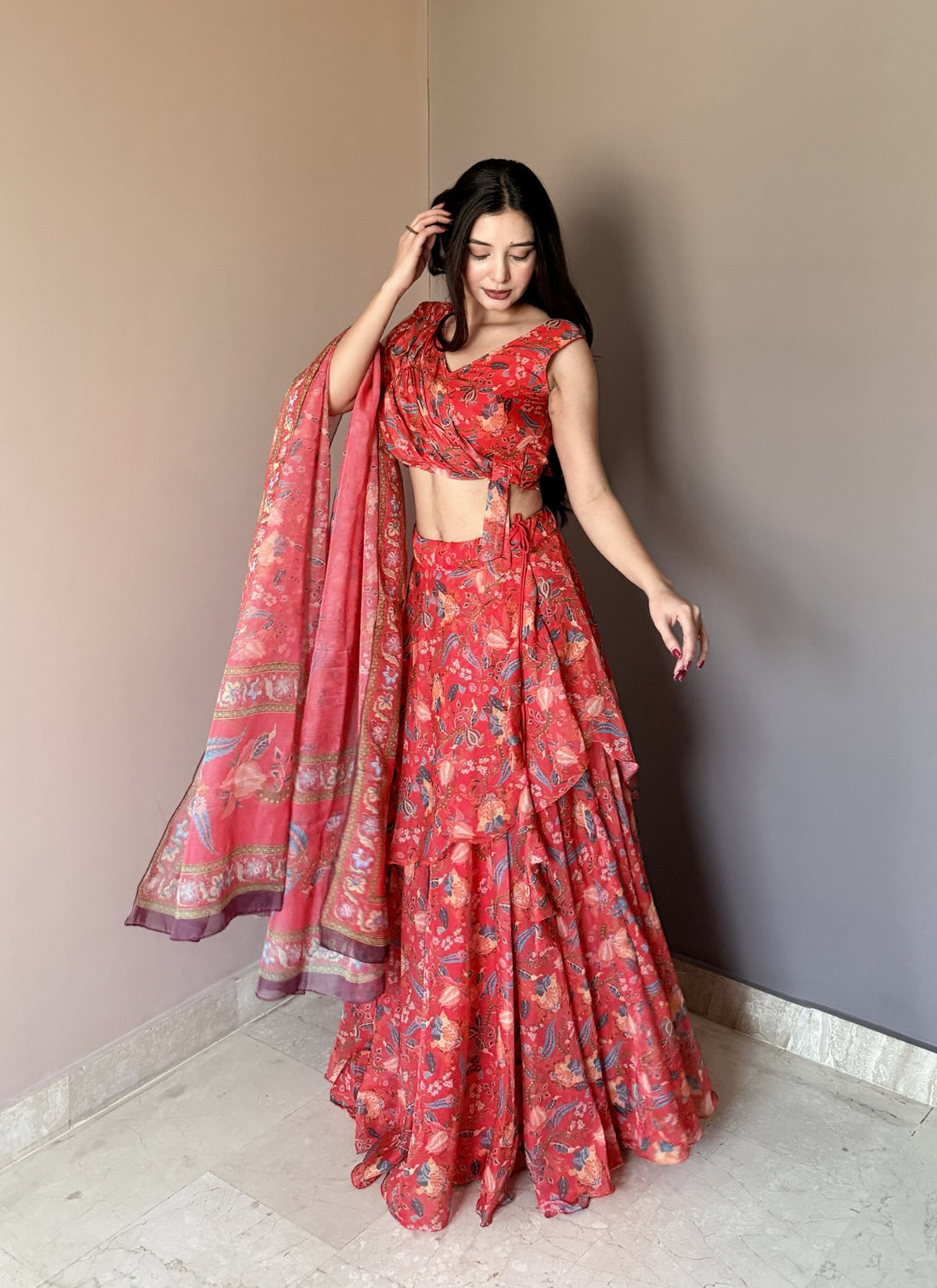 Red Floral Lehenga Choli