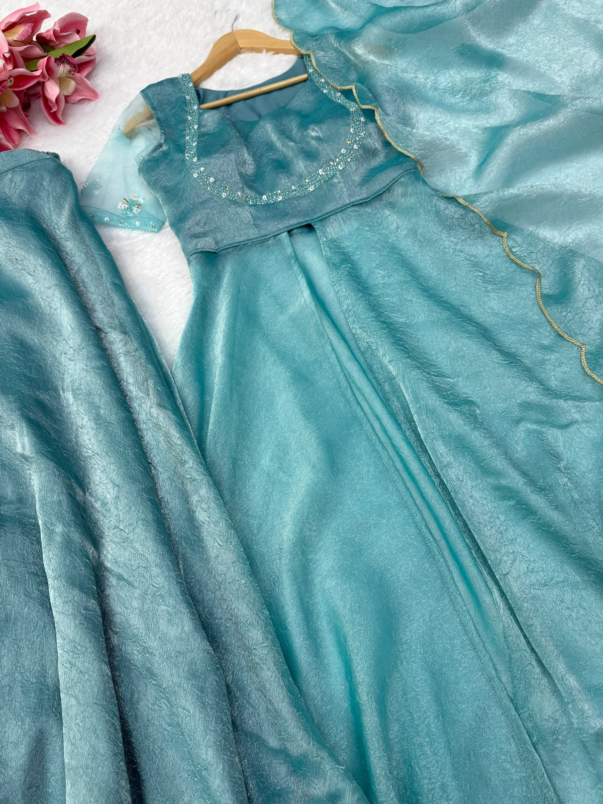 aqua ethnic suit set