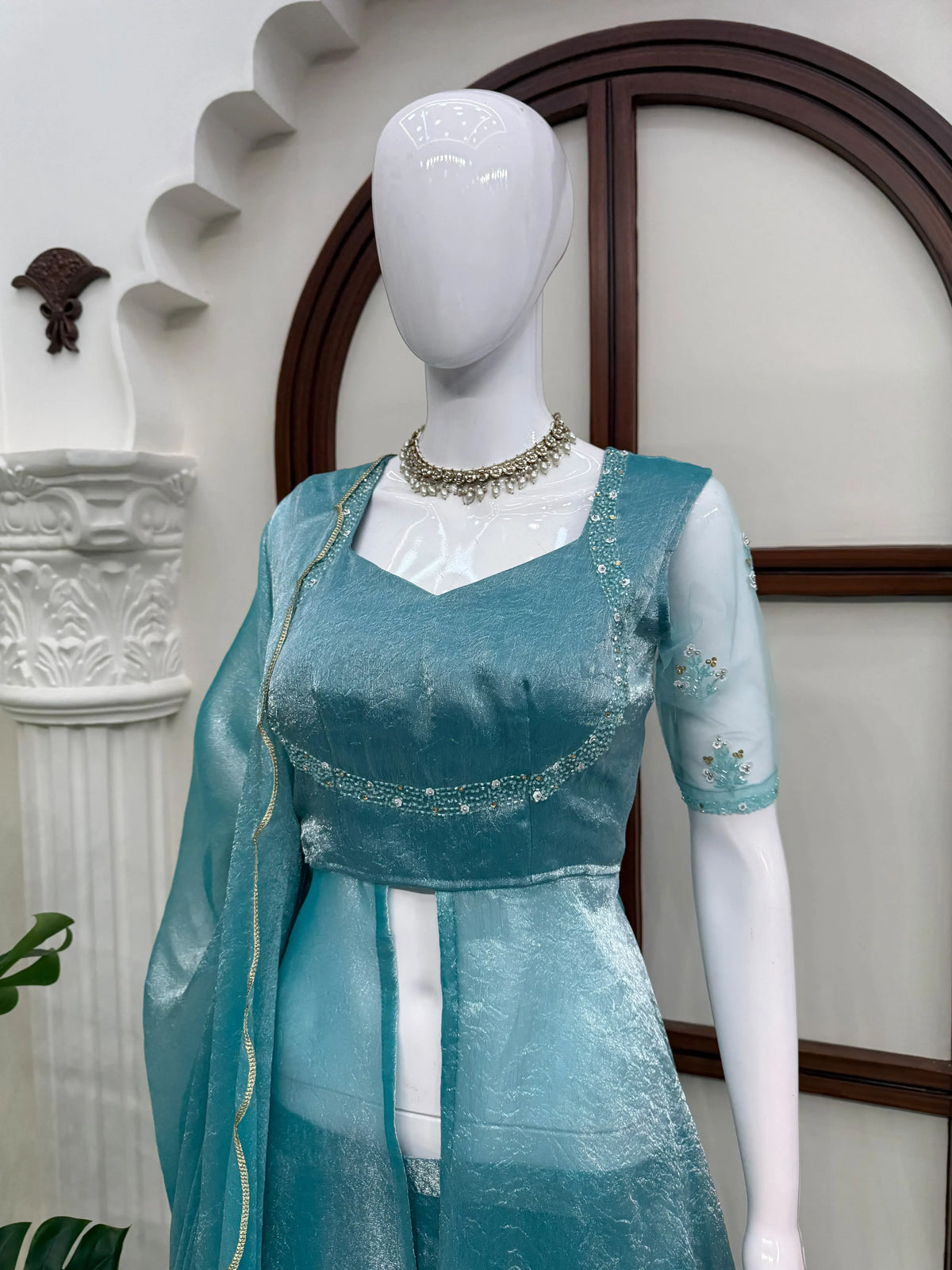 aqua party wear suit