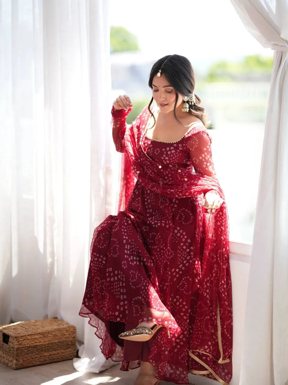 bandhani anarkali suit