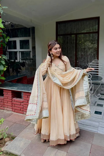 beige anarkali lehenga