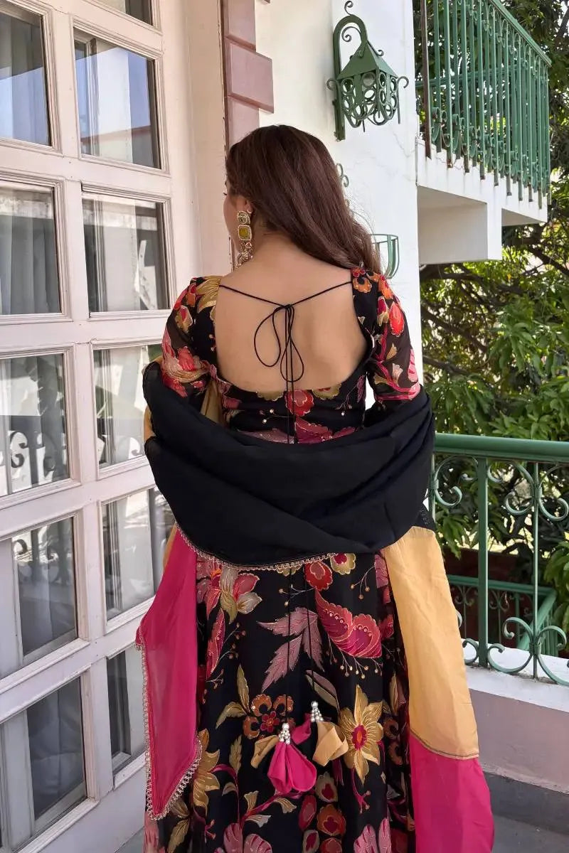 black anarkali with dupatta