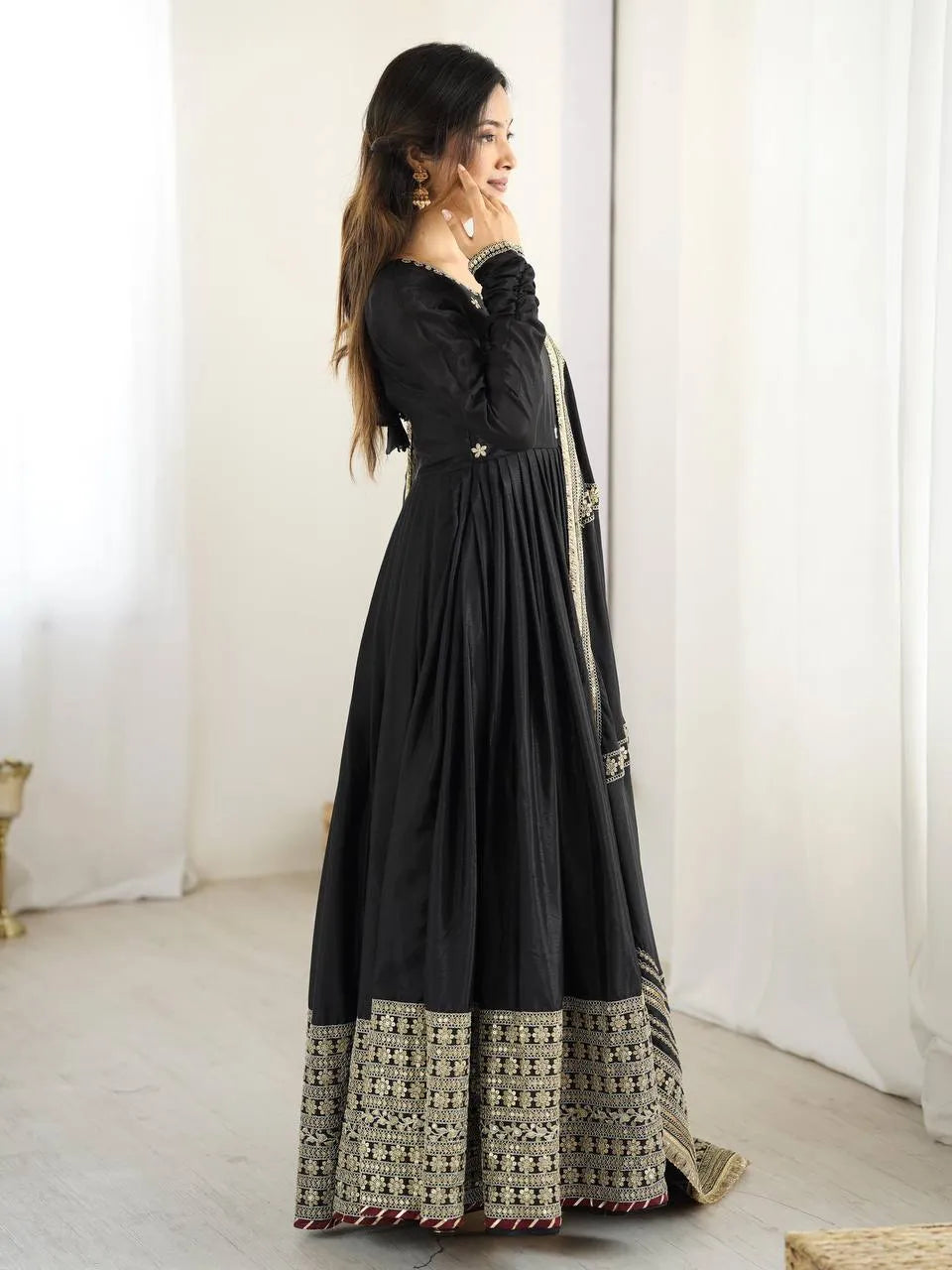 black festive anarkali set