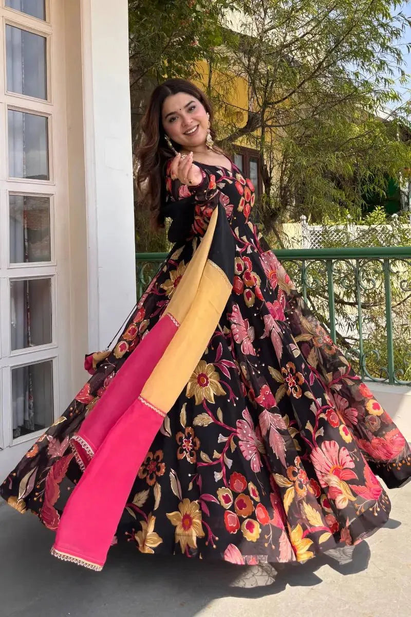 black festive anarkali