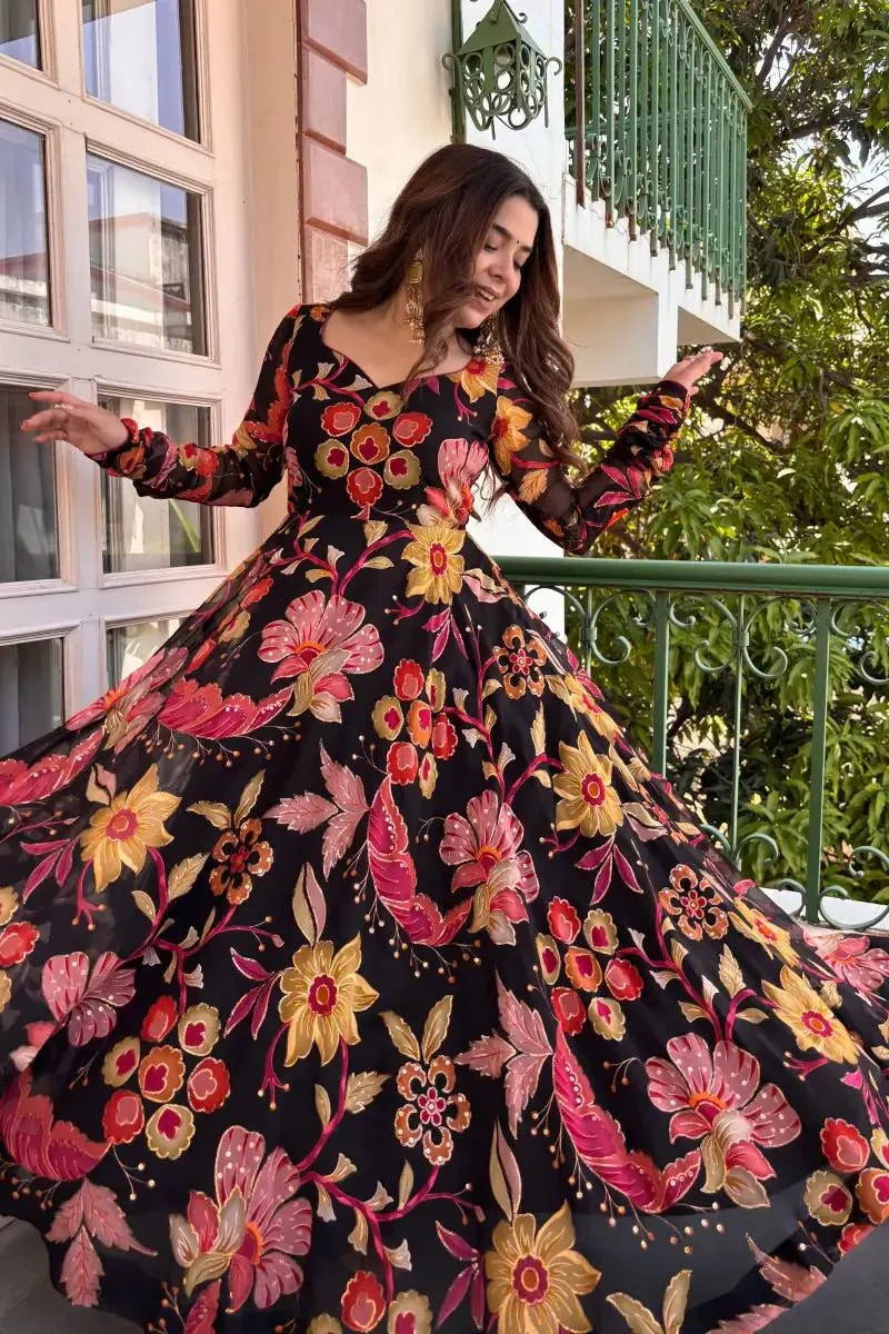 black organza anarkali