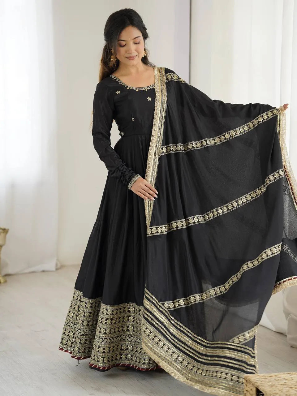 black wedding anarkali set