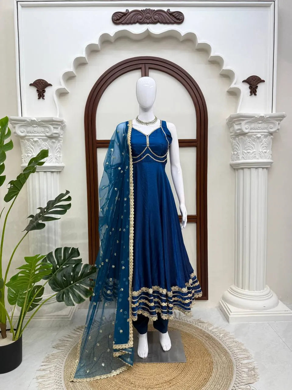 blue fancy lace anarkali